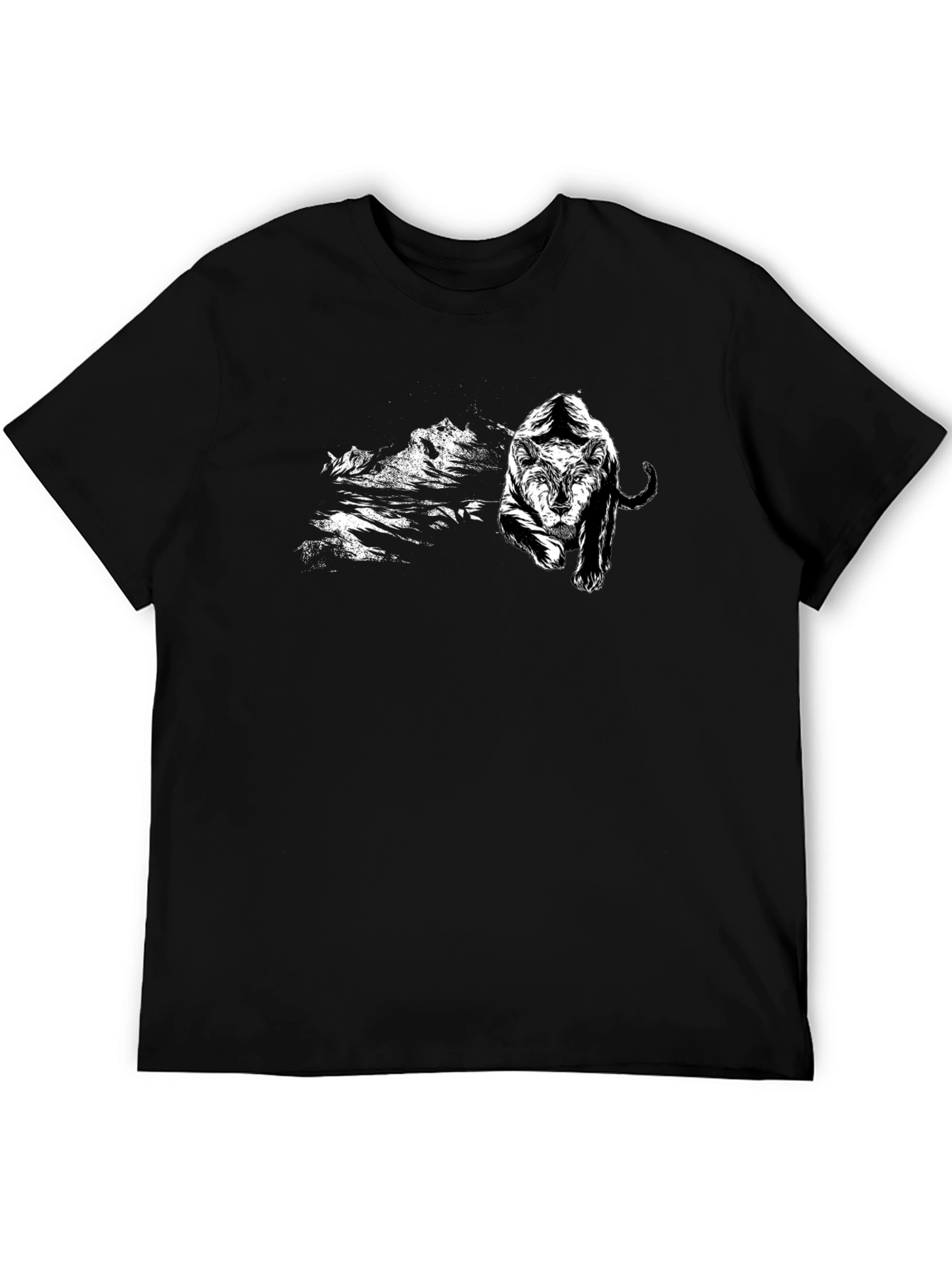 Black T-Shirt with Tiger Graphic