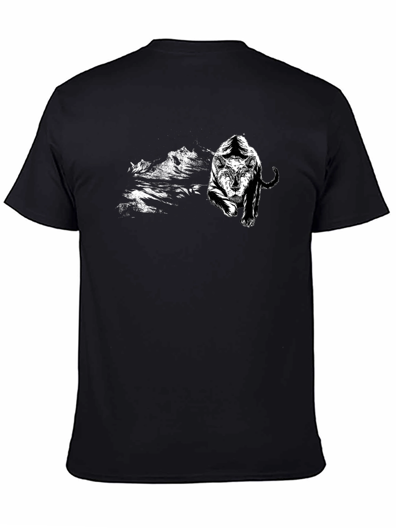 Black T-Shirt with Tiger Graphic
