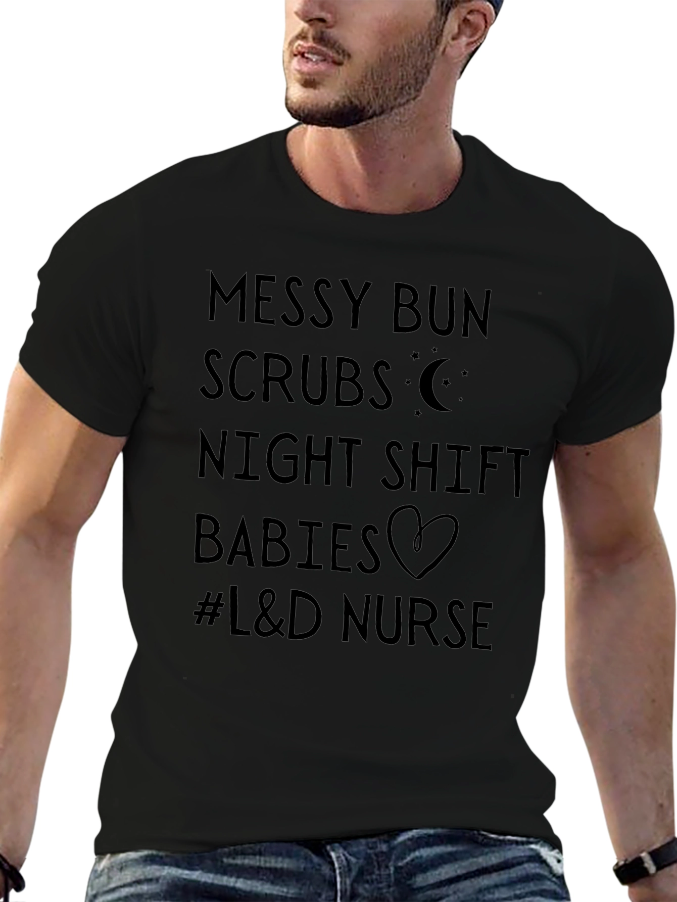 Messy Bun Scrubs L&D Nurse Tee