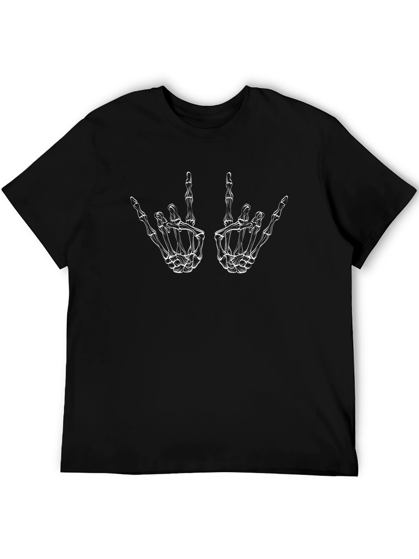 Rock On Skeleton Hands Black T-Shirt