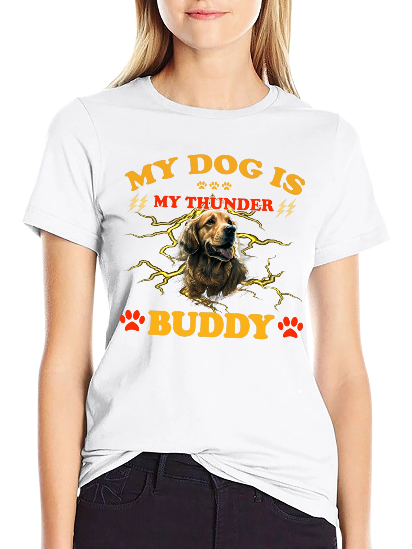 My Dog is My Thunder Buddy Black T-Shirt