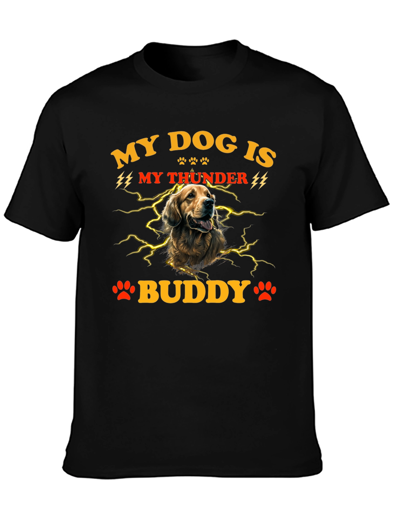 My Dog is My Thunder Buddy Black T-Shirt