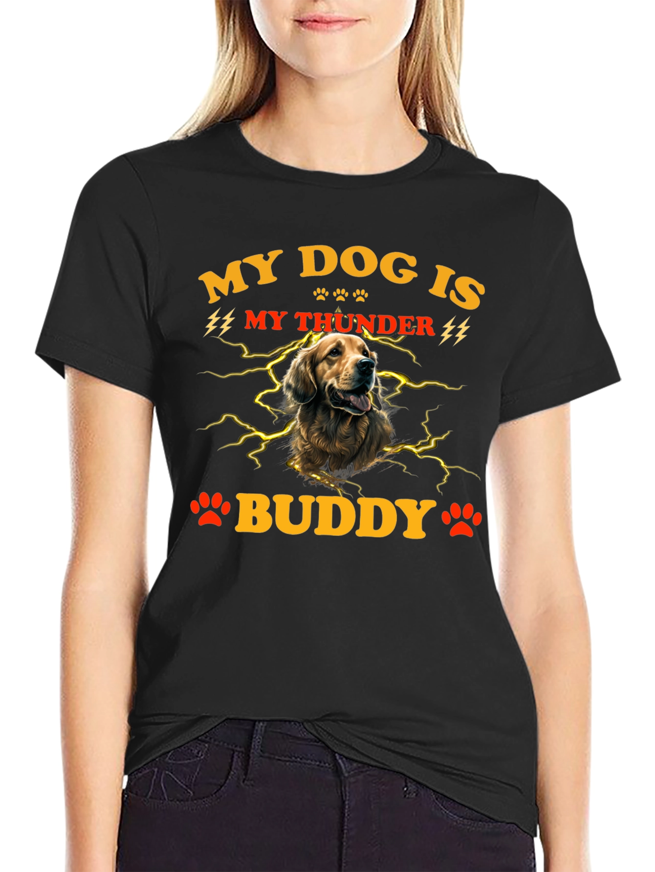 My Dog is My Thunder Buddy Black T-Shirt