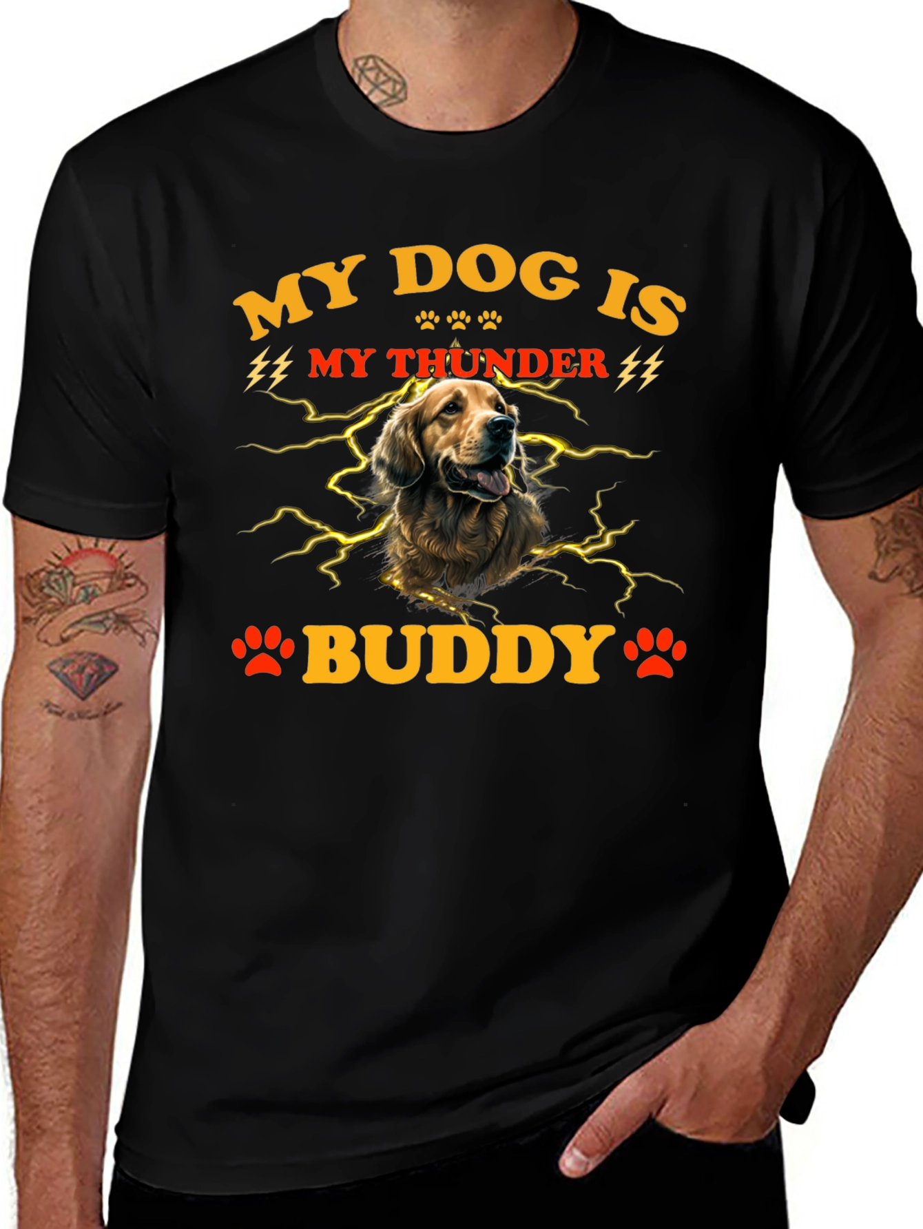 My Dog is My Thunder Buddy Black T-Shirt