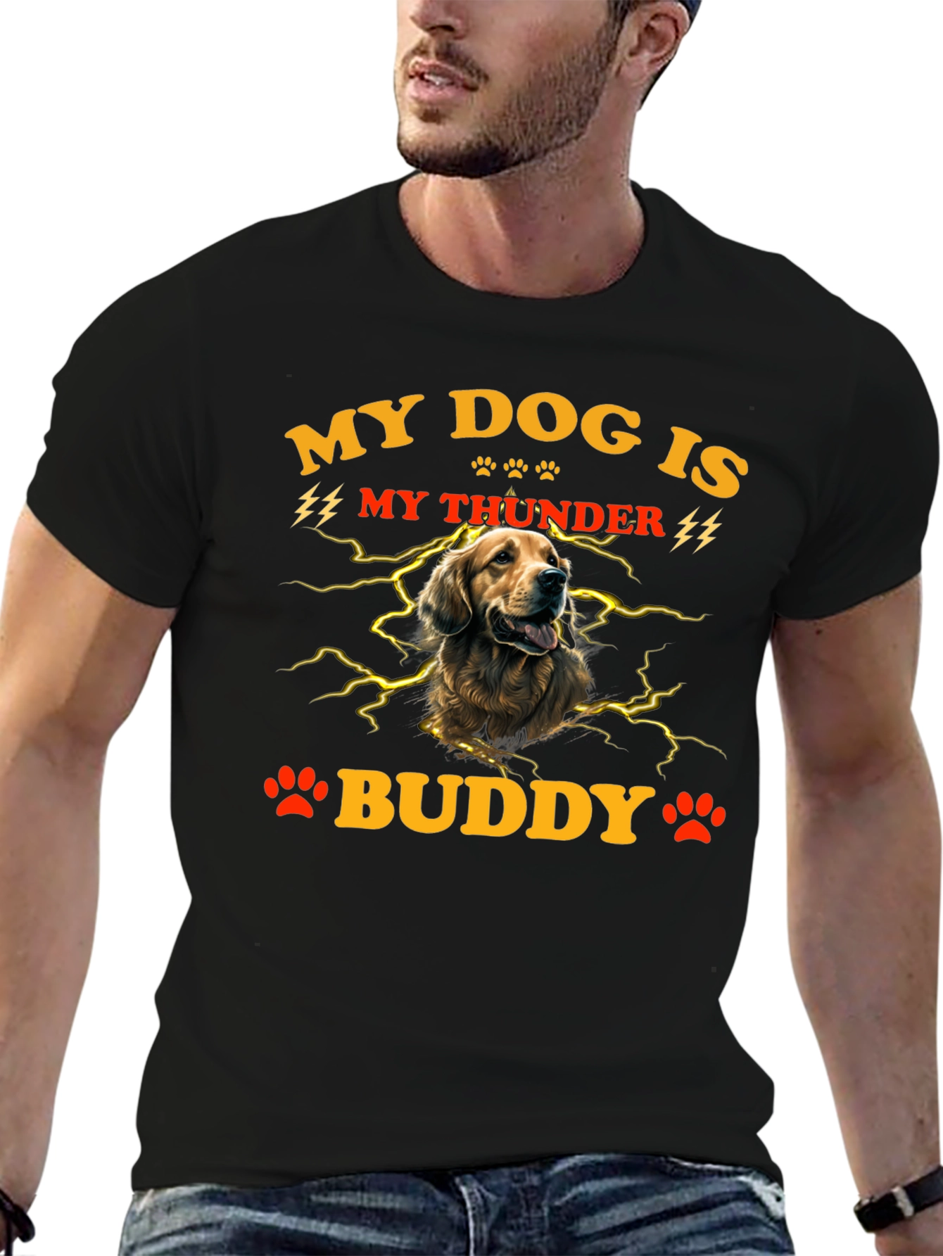 My Dog is My Thunder Buddy Black T-Shirt
