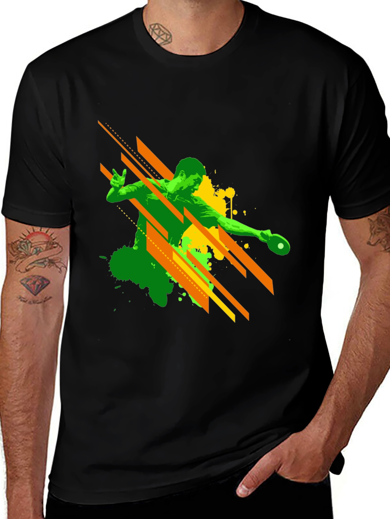 Cool Table Tennis Player Graphic T-Shirt