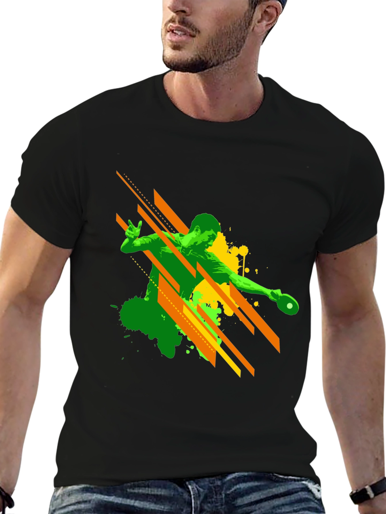 Cool Table Tennis Player Graphic T-Shirt