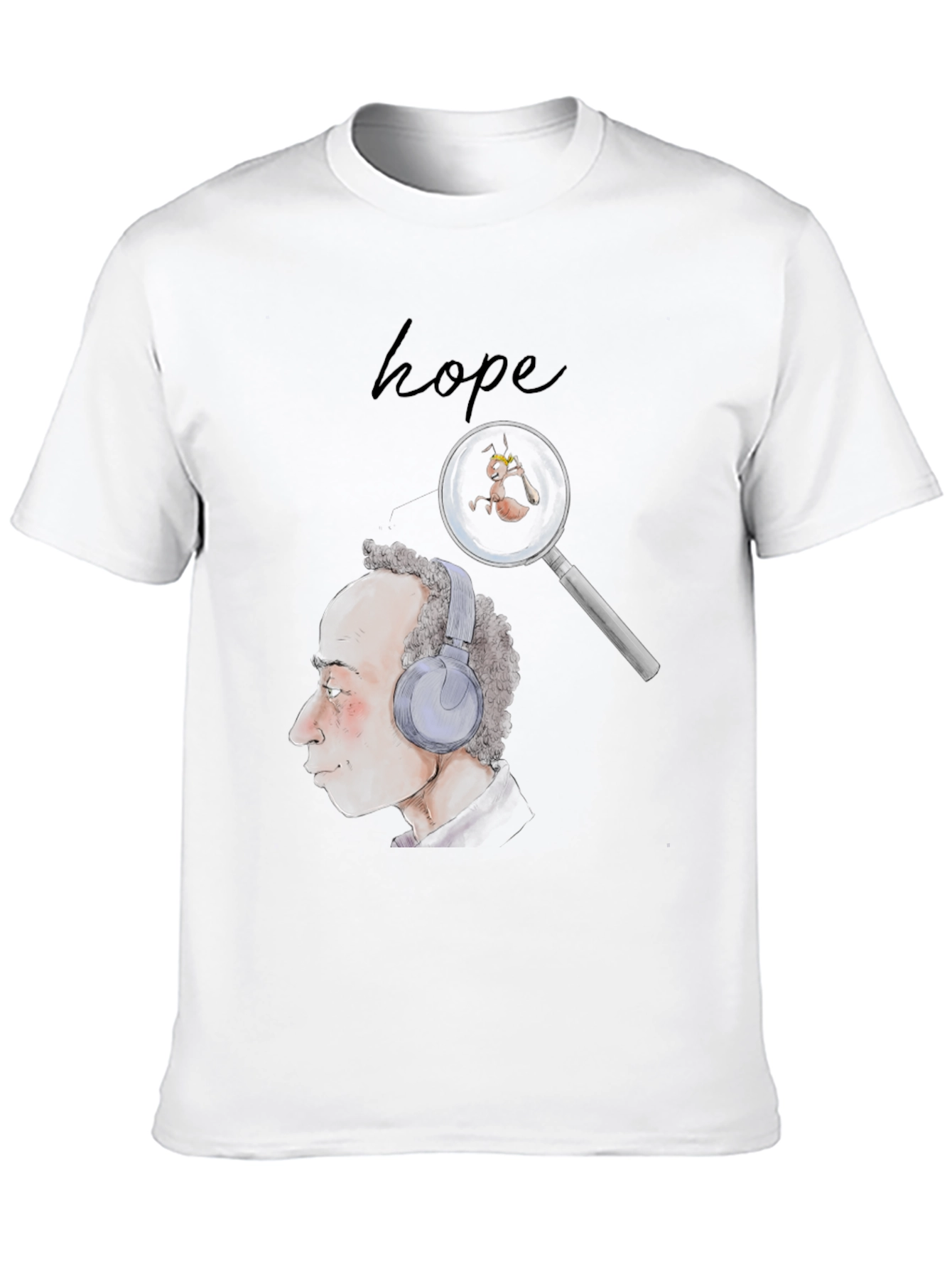 Hope T-Shirt: Man with Headphones & Magnifying Glass