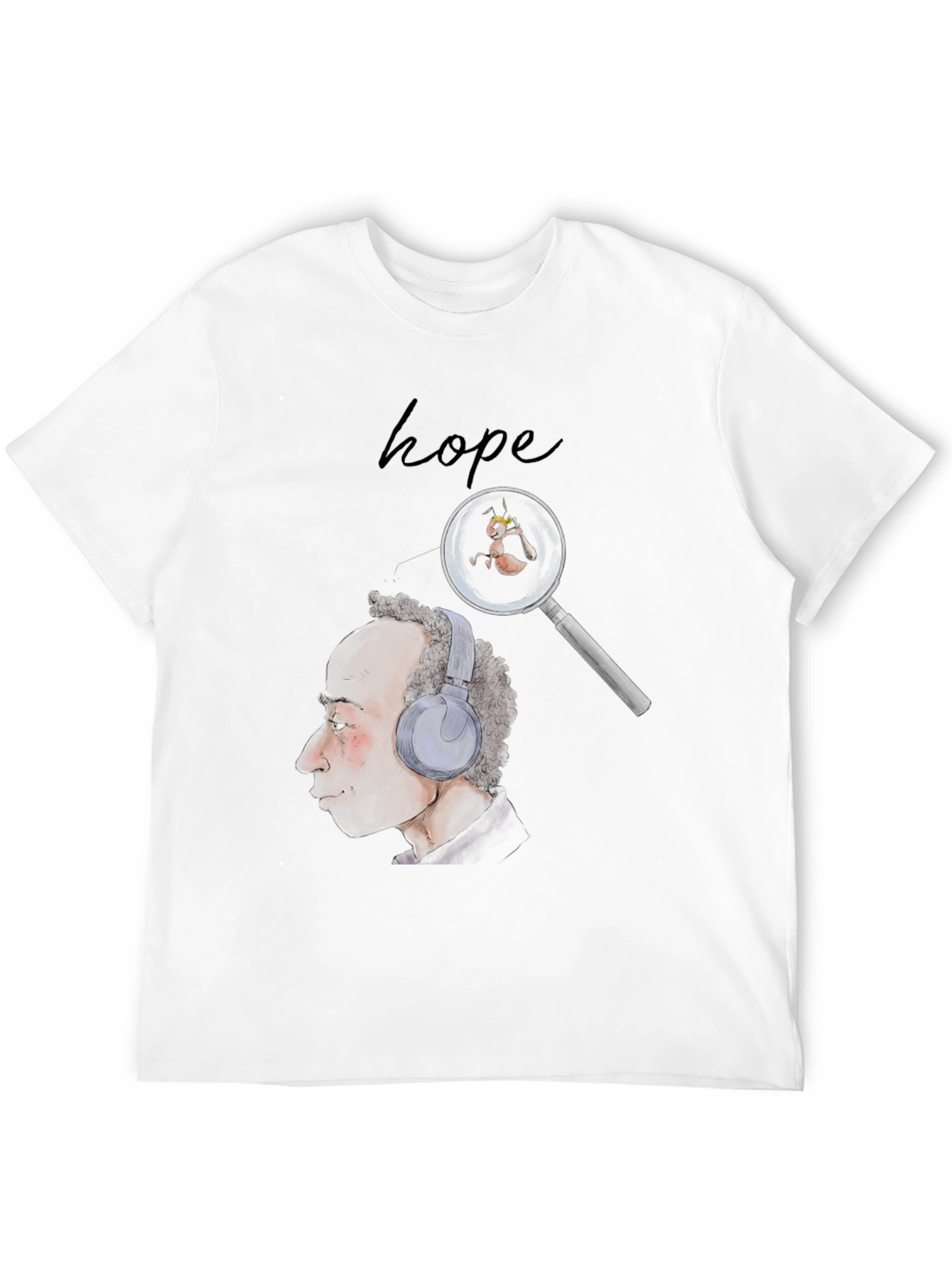 Hope T-Shirt: Man with Headphones & Magnifying Glass