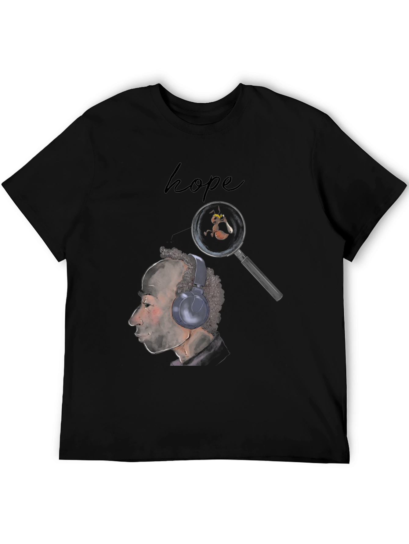Hope T-Shirt: Man with Headphones & Magnifying Glass
