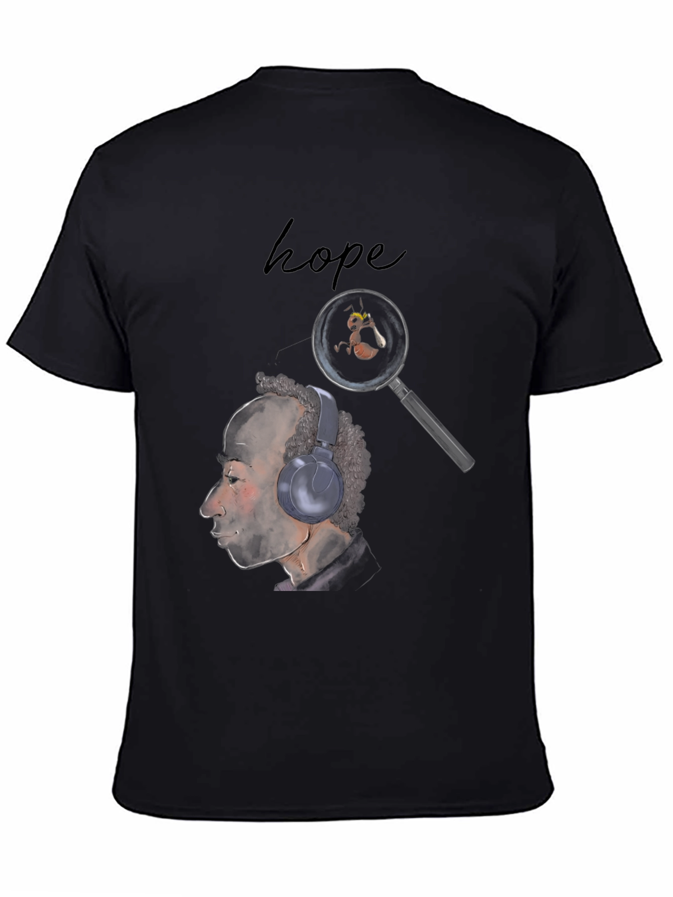 Hope T-Shirt: Man with Headphones & Magnifying Glass
