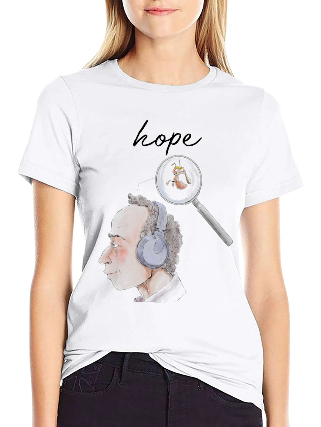 Hope T-Shirt: Man with Headphones & Magnifying Glass