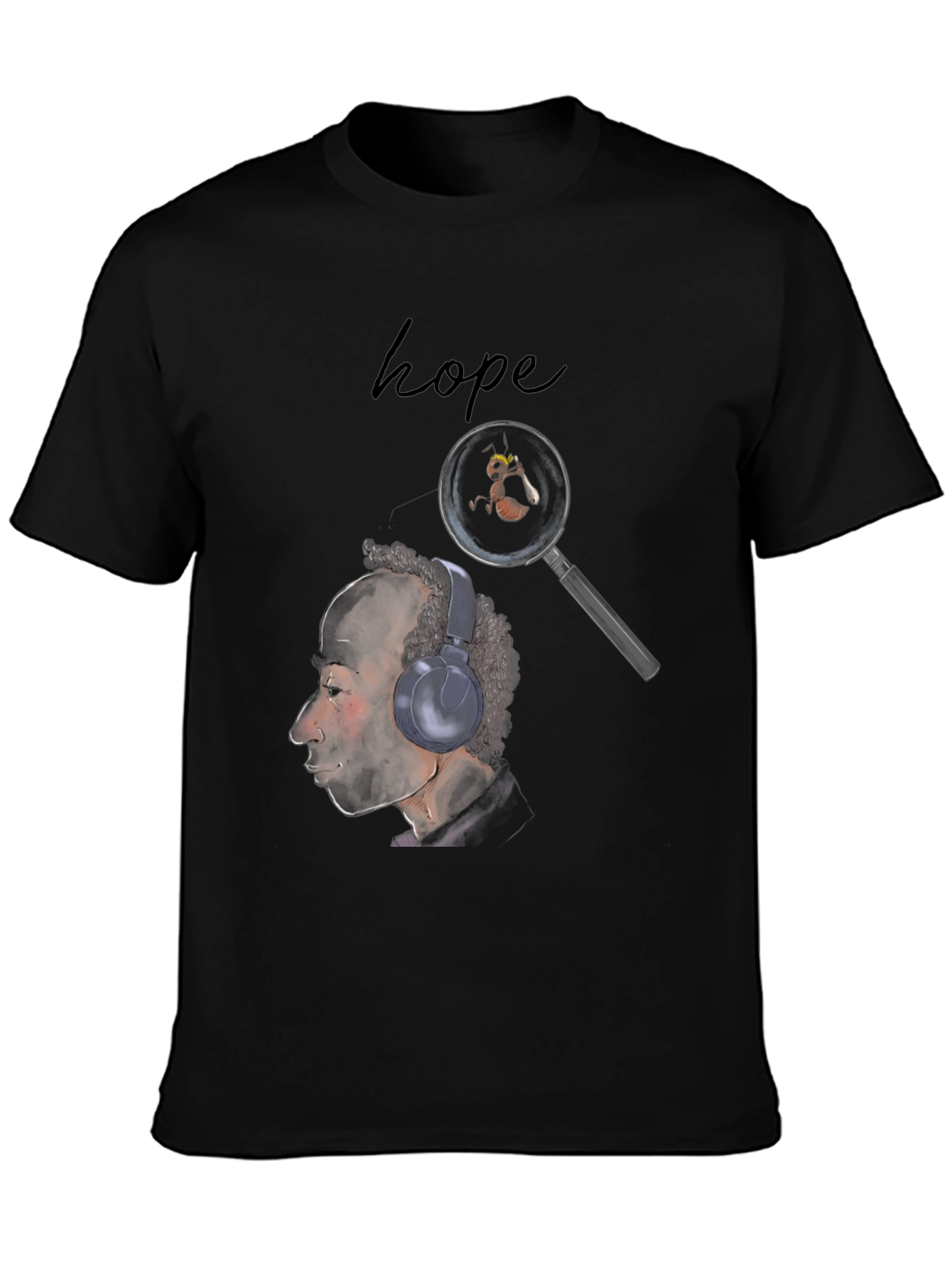 Hope T-Shirt: Man with Headphones & Magnifying Glass