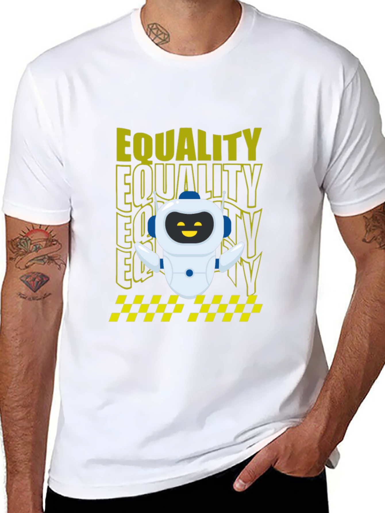 Equality Robot Graphic Tee - Black Cotton Blend