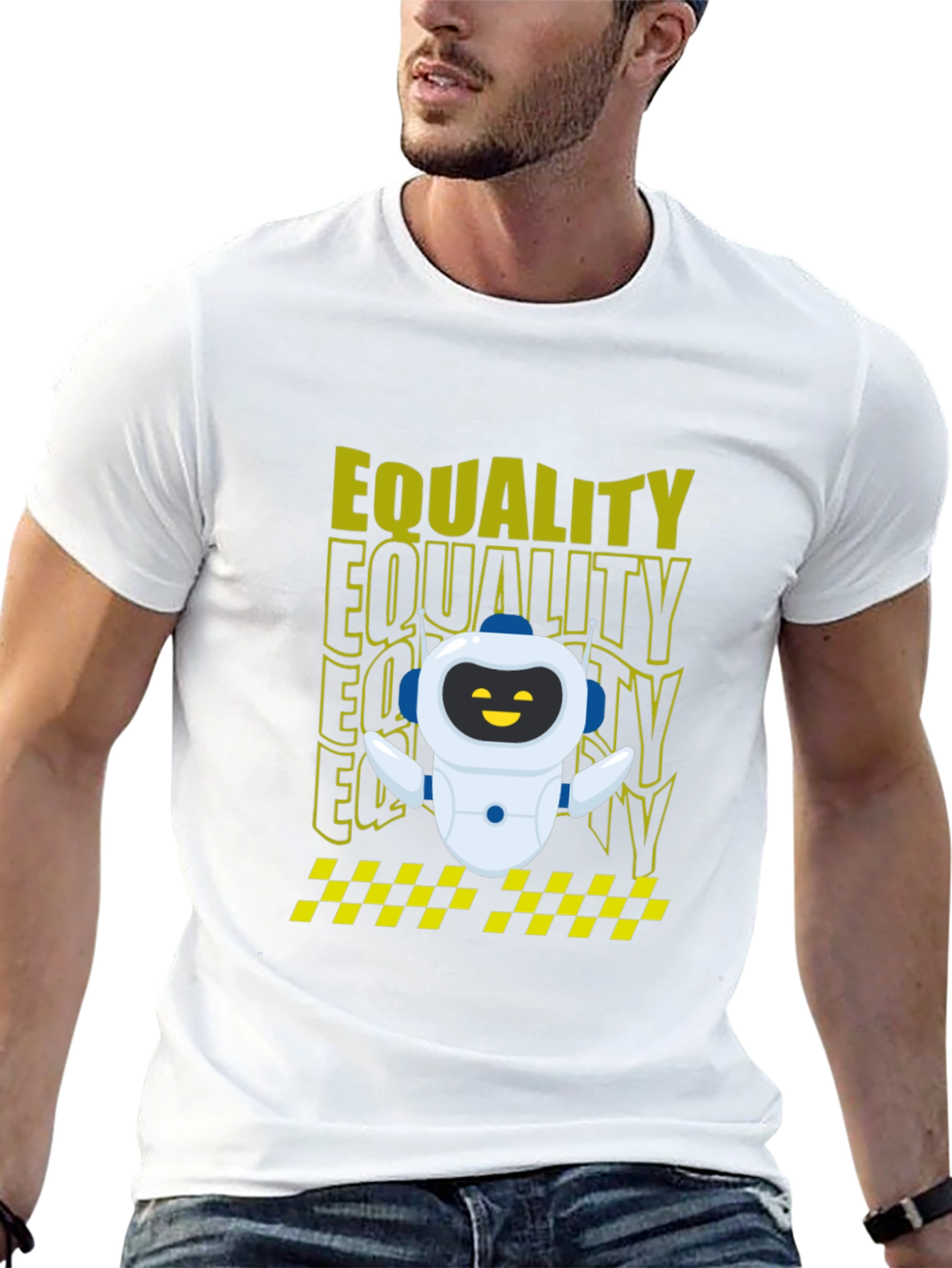 Equality Robot Graphic Tee - Black Cotton Blend