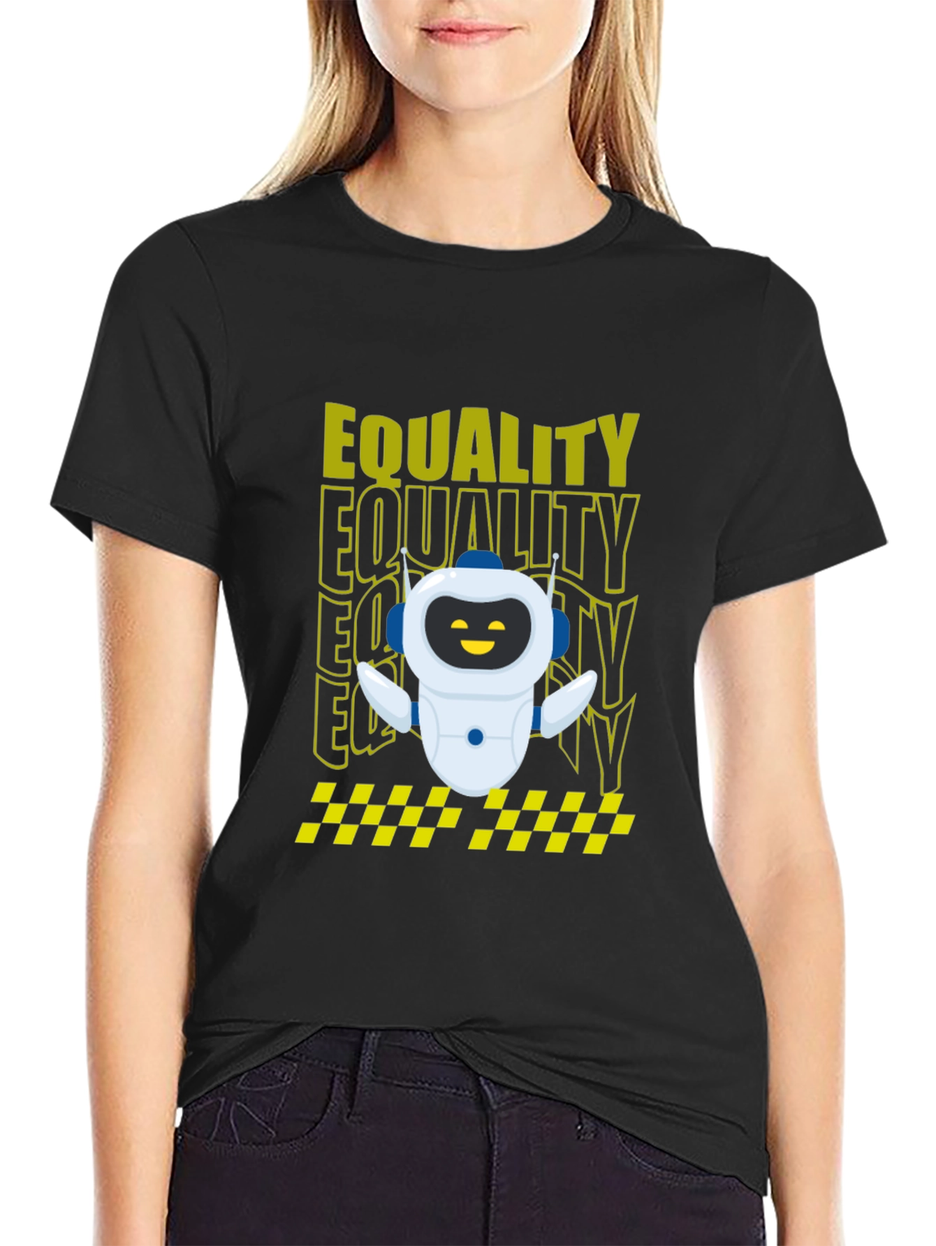 Equality Robot Graphic Tee - Black Cotton Blend