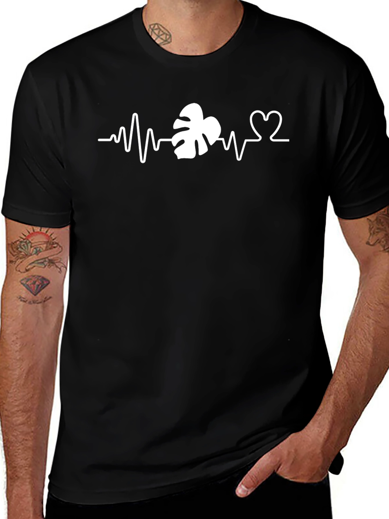 Monstera Heartbeat Graphic Tee - Soft Cotton Comfort