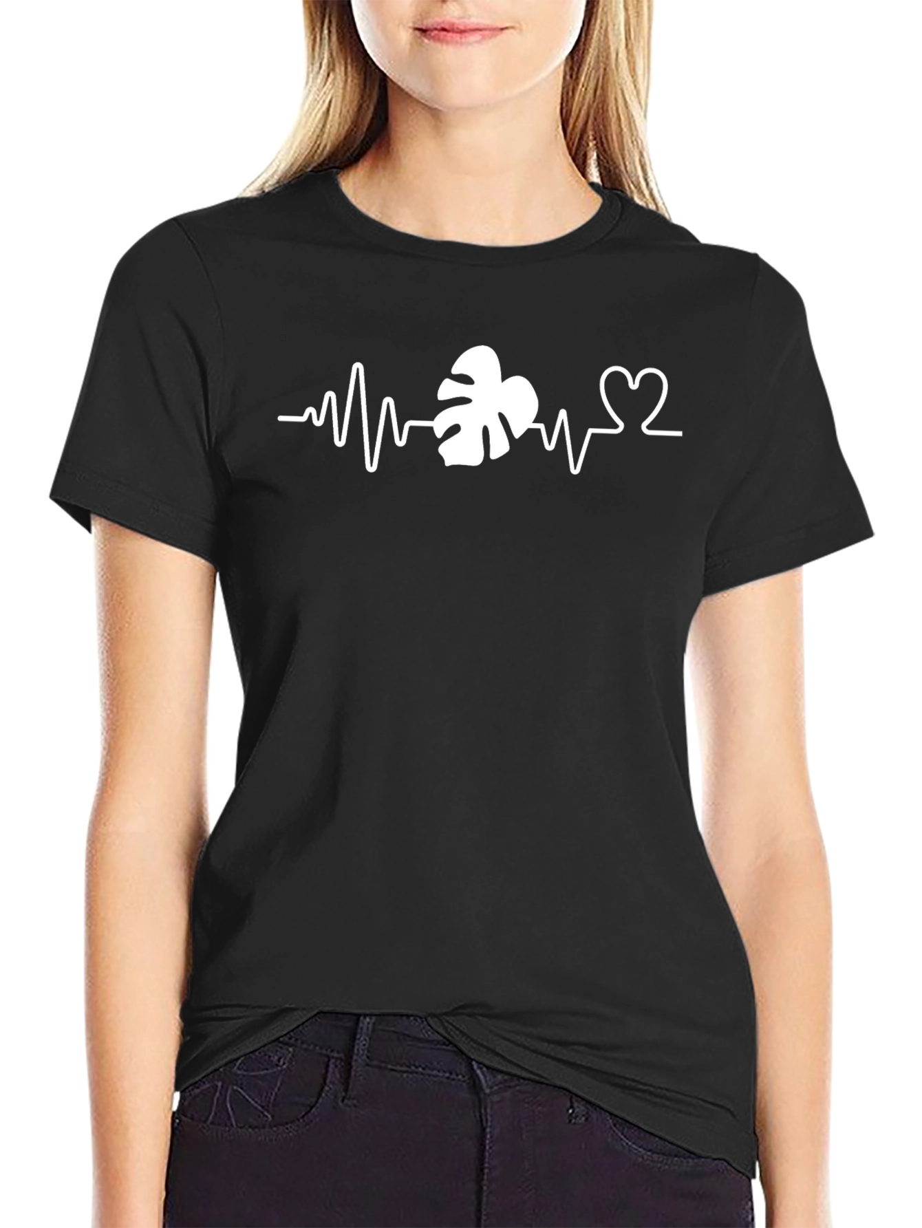 Monstera Heartbeat Graphic Tee - Soft Cotton Comfort