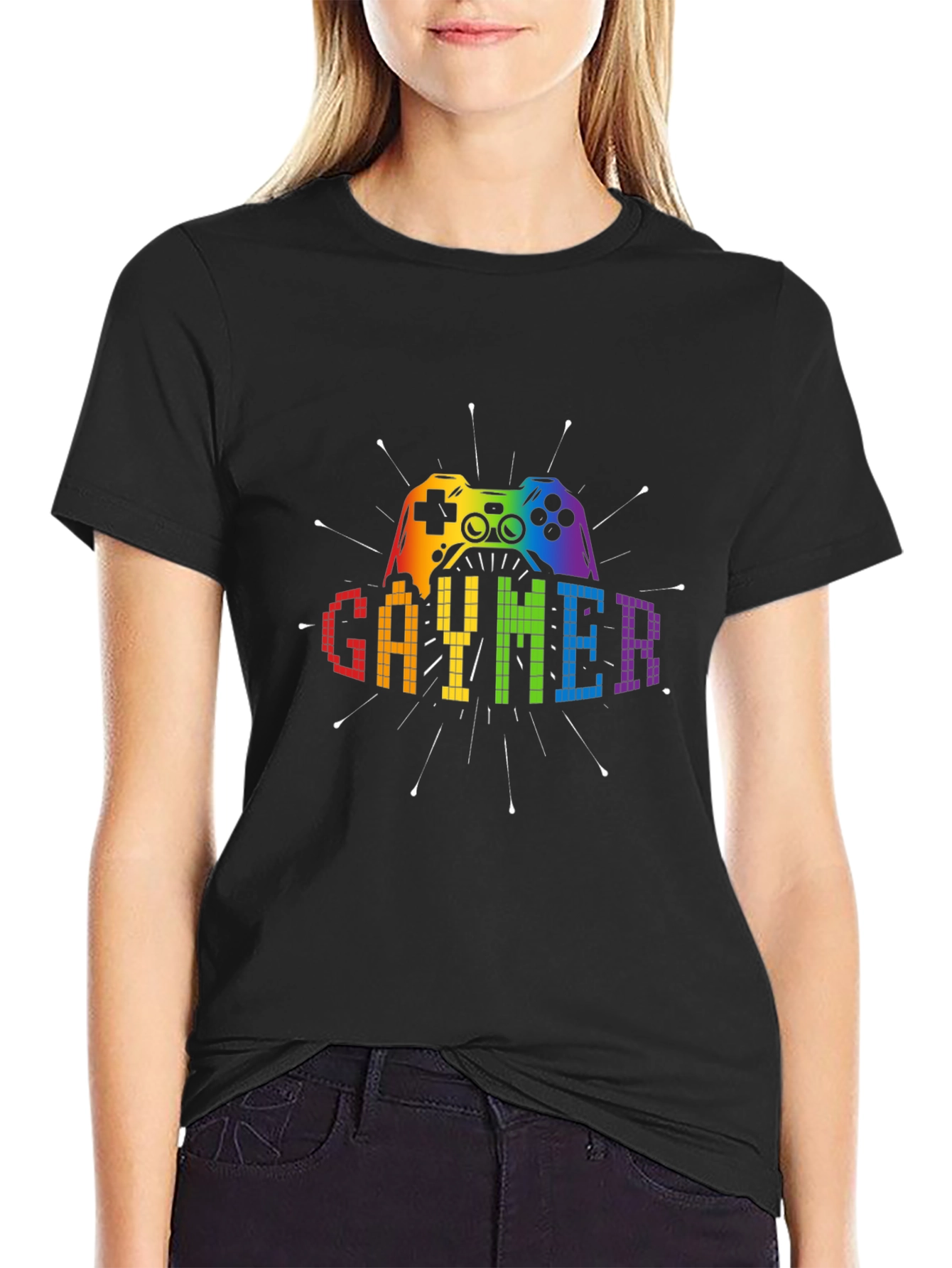Gaymer Graphic T-Shirt - Rainbow Controller Design
