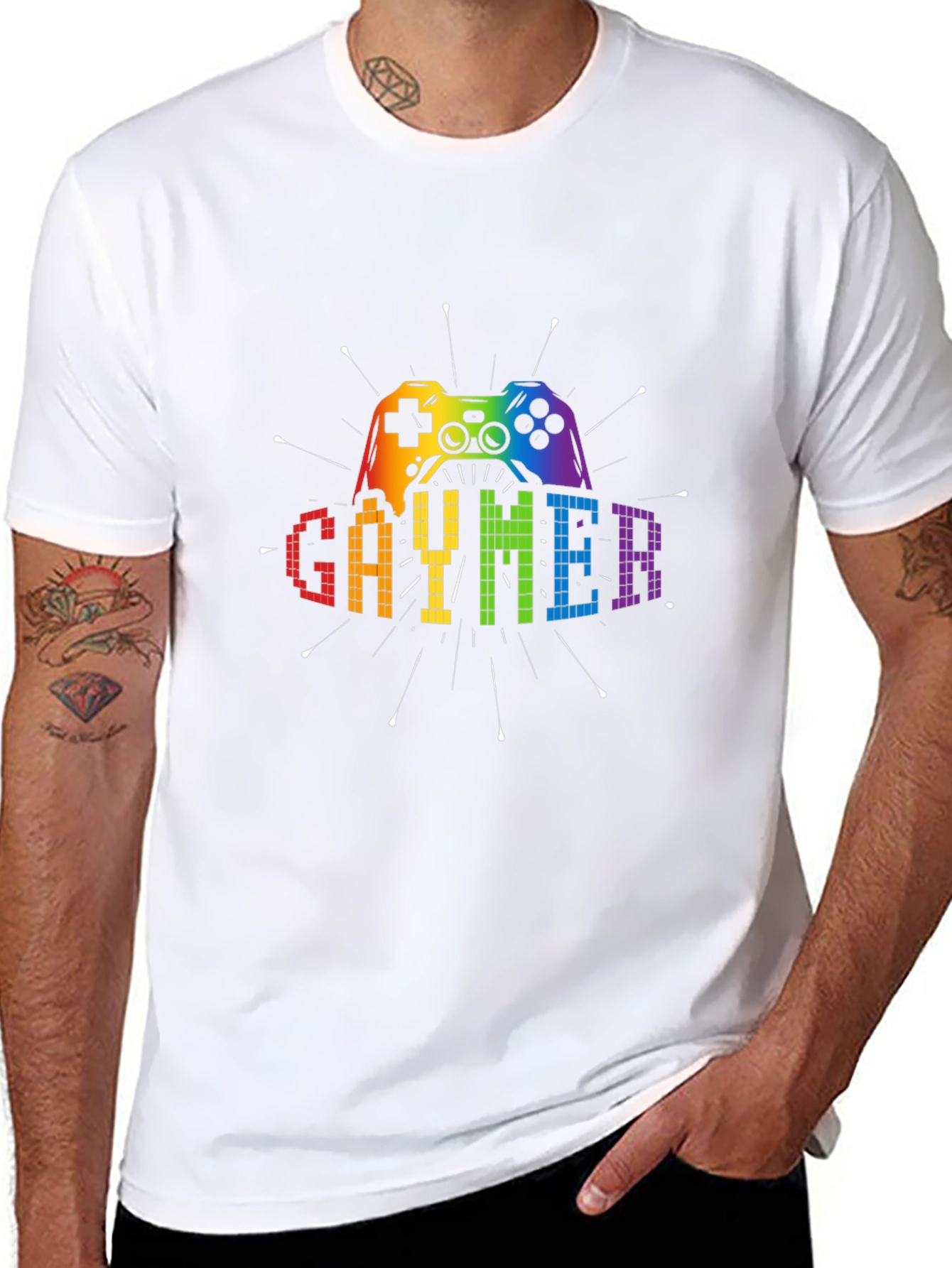 Gaymer Graphic T-Shirt - Rainbow Controller Design