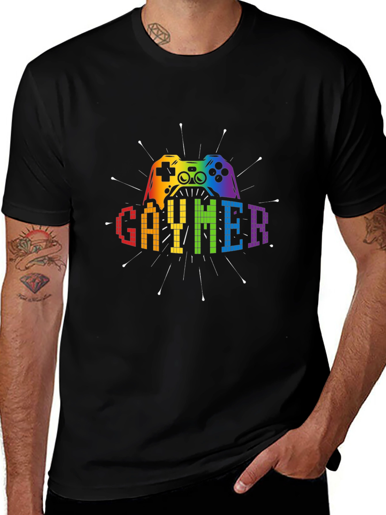 Gaymer Graphic T-Shirt - Rainbow Controller Design