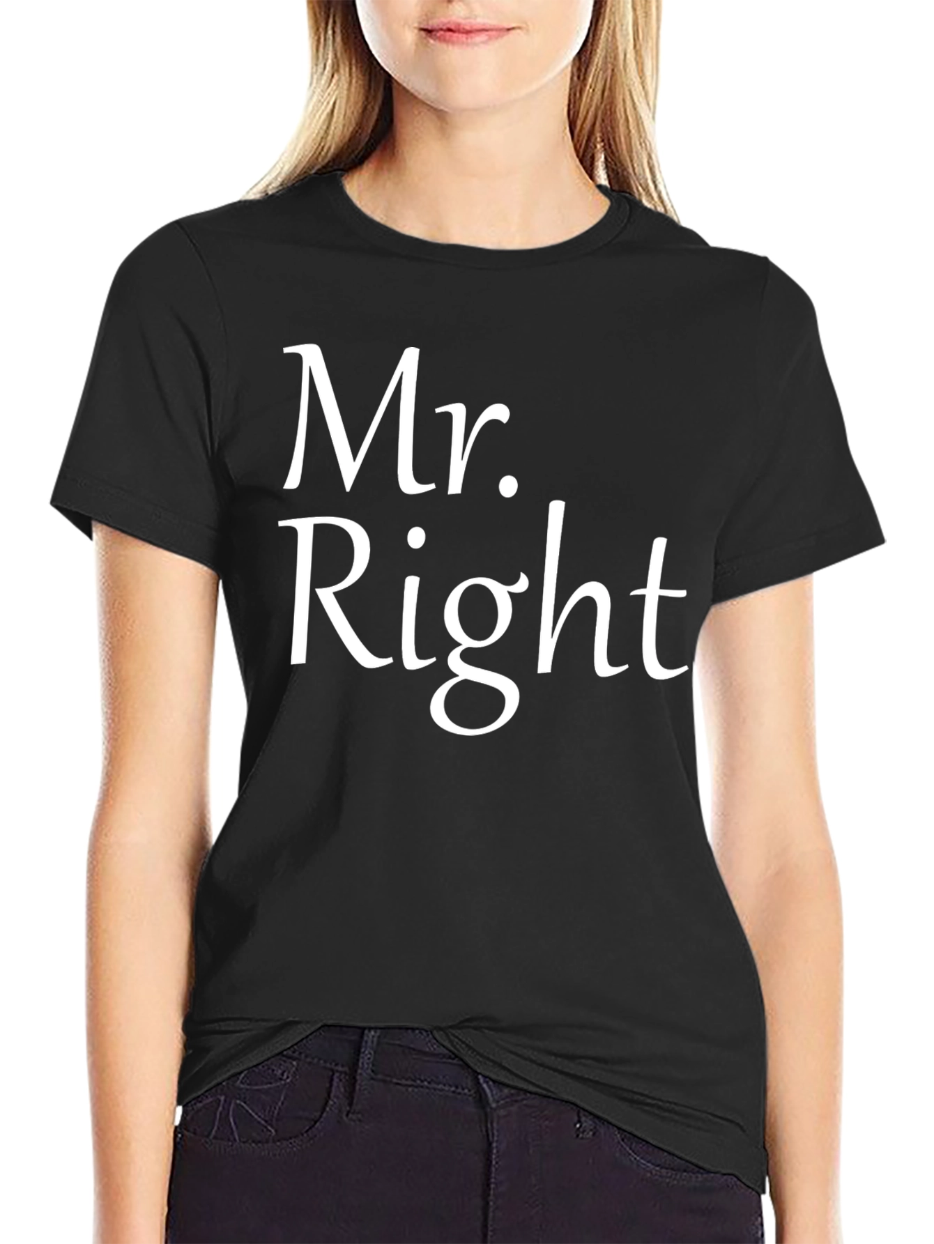 Mr. Right Mens Black Graphic Tee