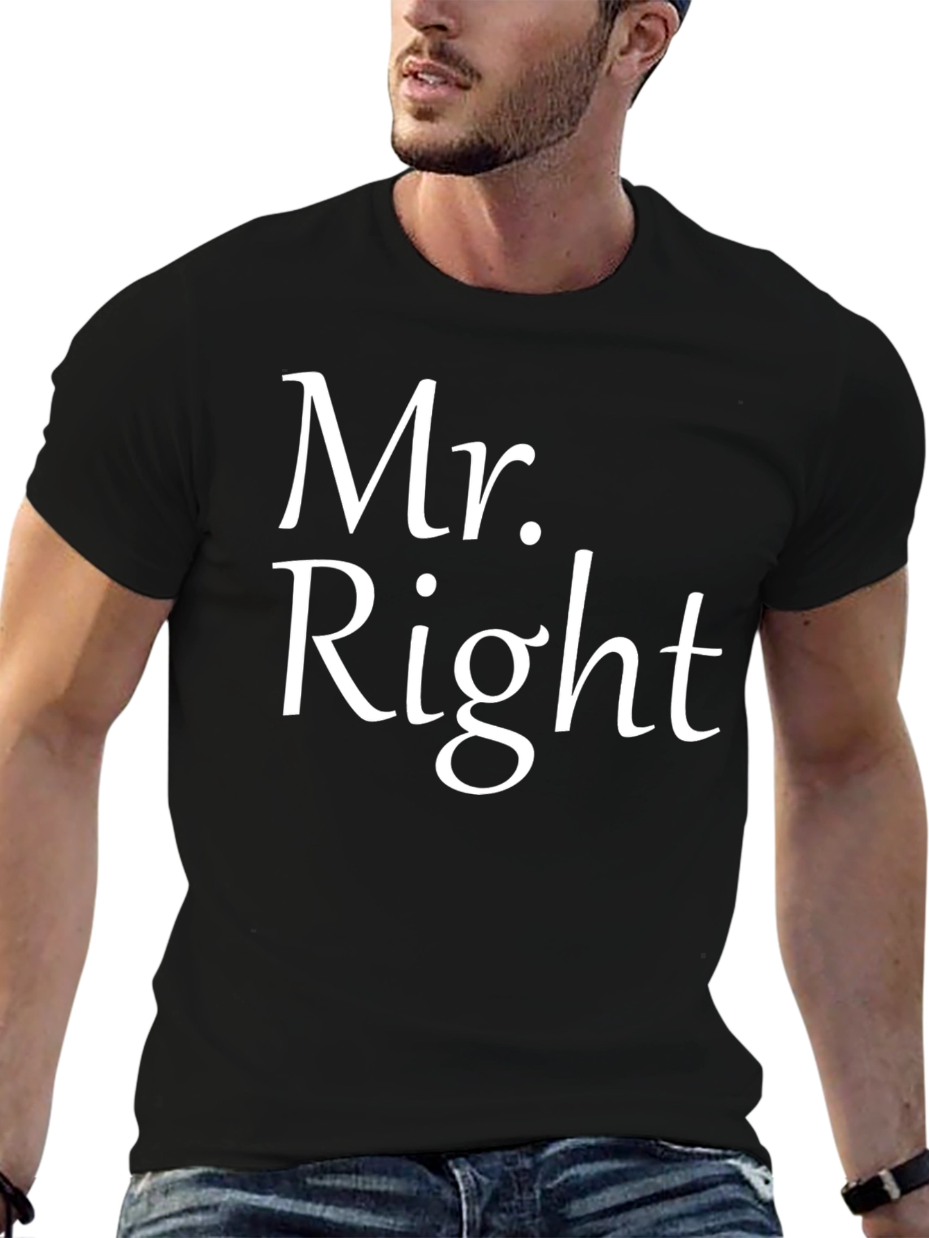 Mr. Right Mens Black Graphic Tee