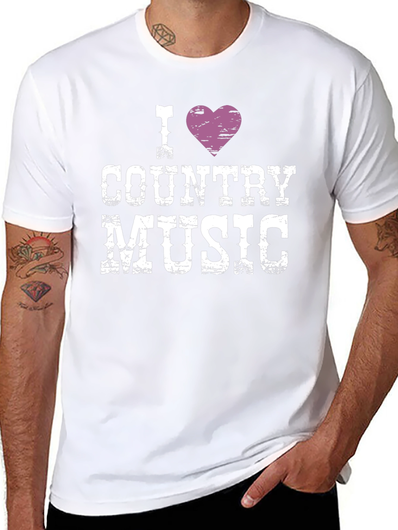 I Heart Country Music T-Shirt - Black