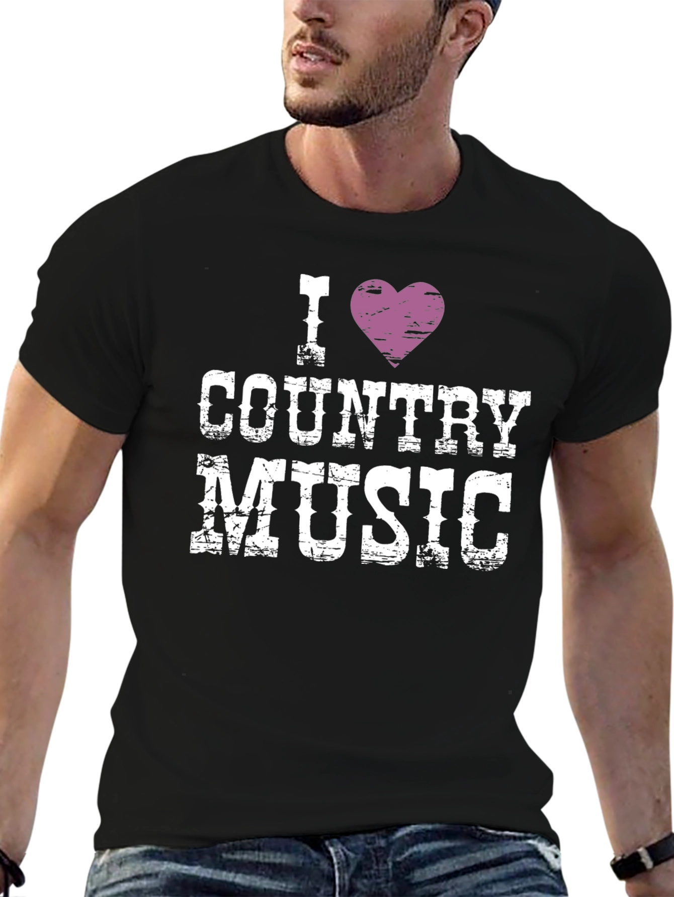 I Heart Country Music T-Shirt - Black