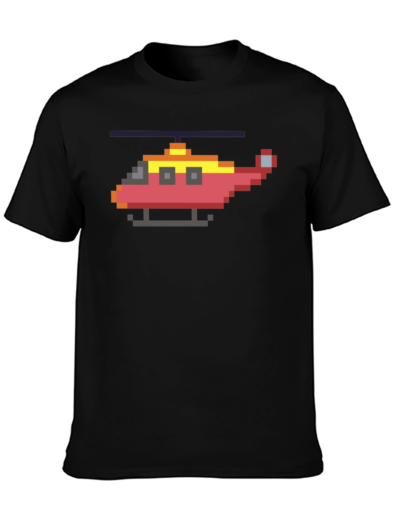 Pixel Helicopter Graphic Tee - Gamer Style Shirt