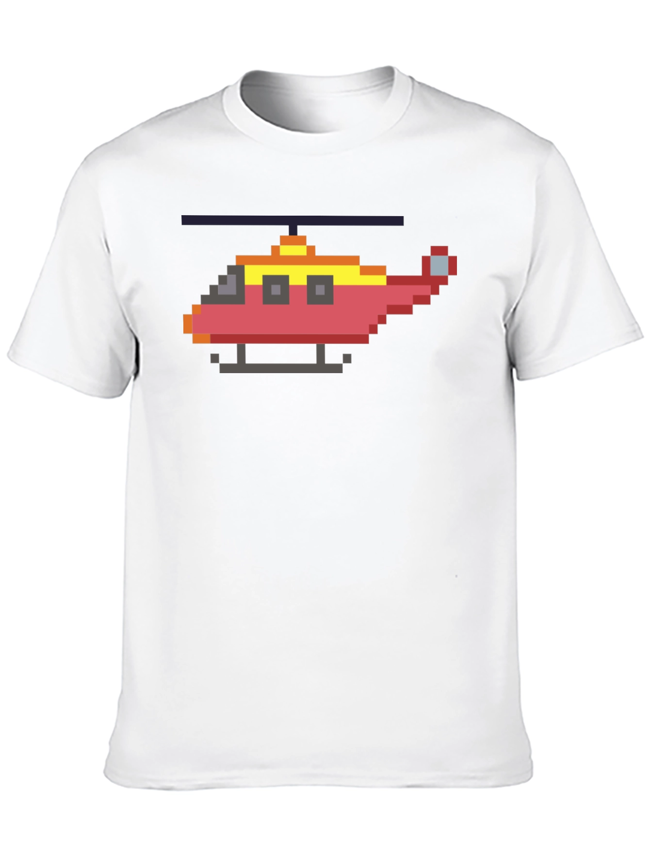 Pixel Helicopter Graphic Tee - Gamer Style Shirt