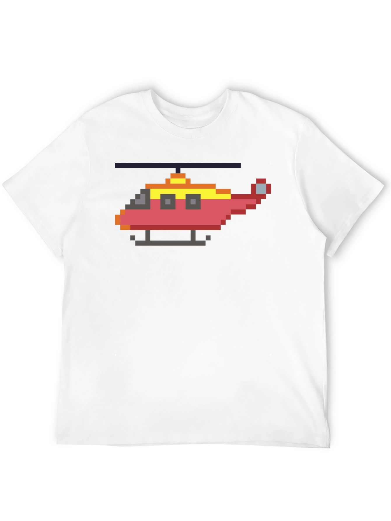 Pixel Helicopter Graphic Tee - Gamer Style Shirt