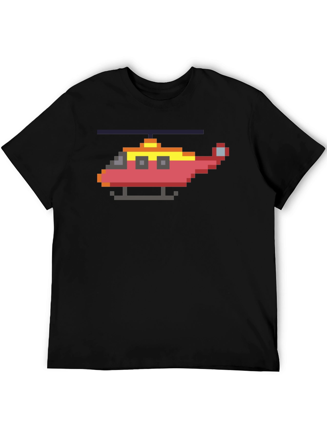 Pixel Helicopter Graphic Tee - Gamer Style Shirt