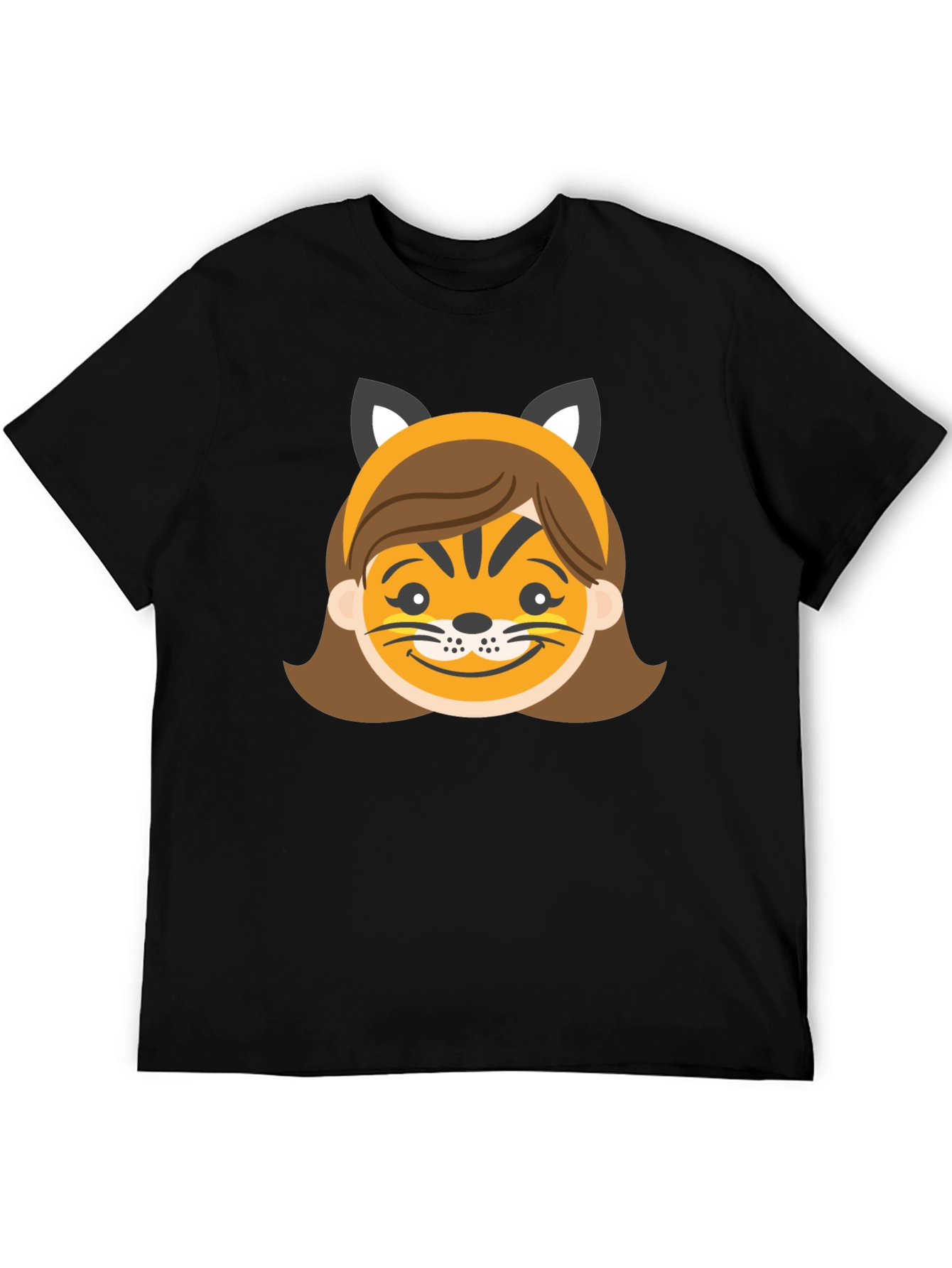 Fun Tiger Face Graphic T-Shirt - Black