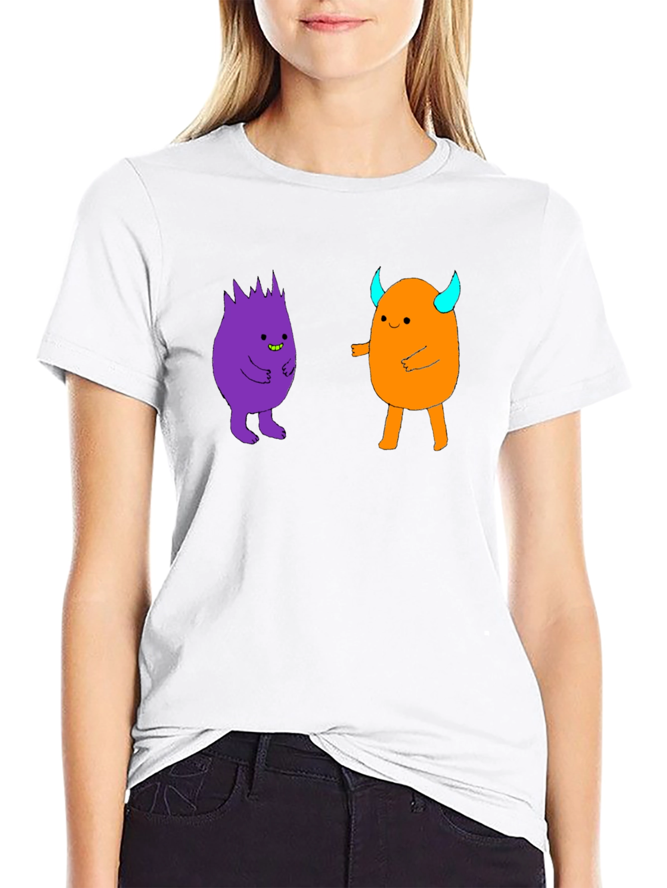 Fun Cartoon Monster Graphic Black T-Shirt
