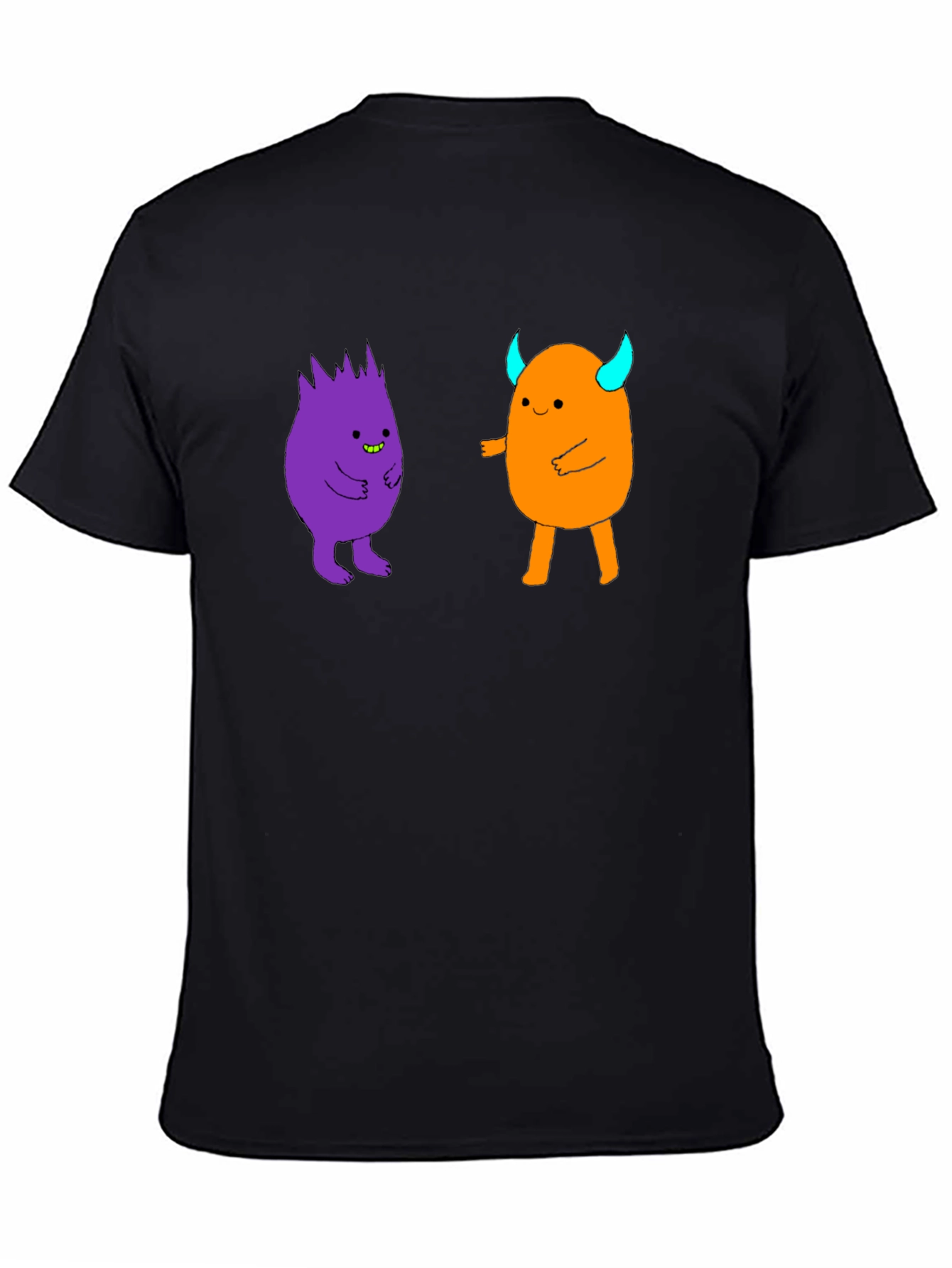 Fun Cartoon Monster Graphic Black T-Shirt