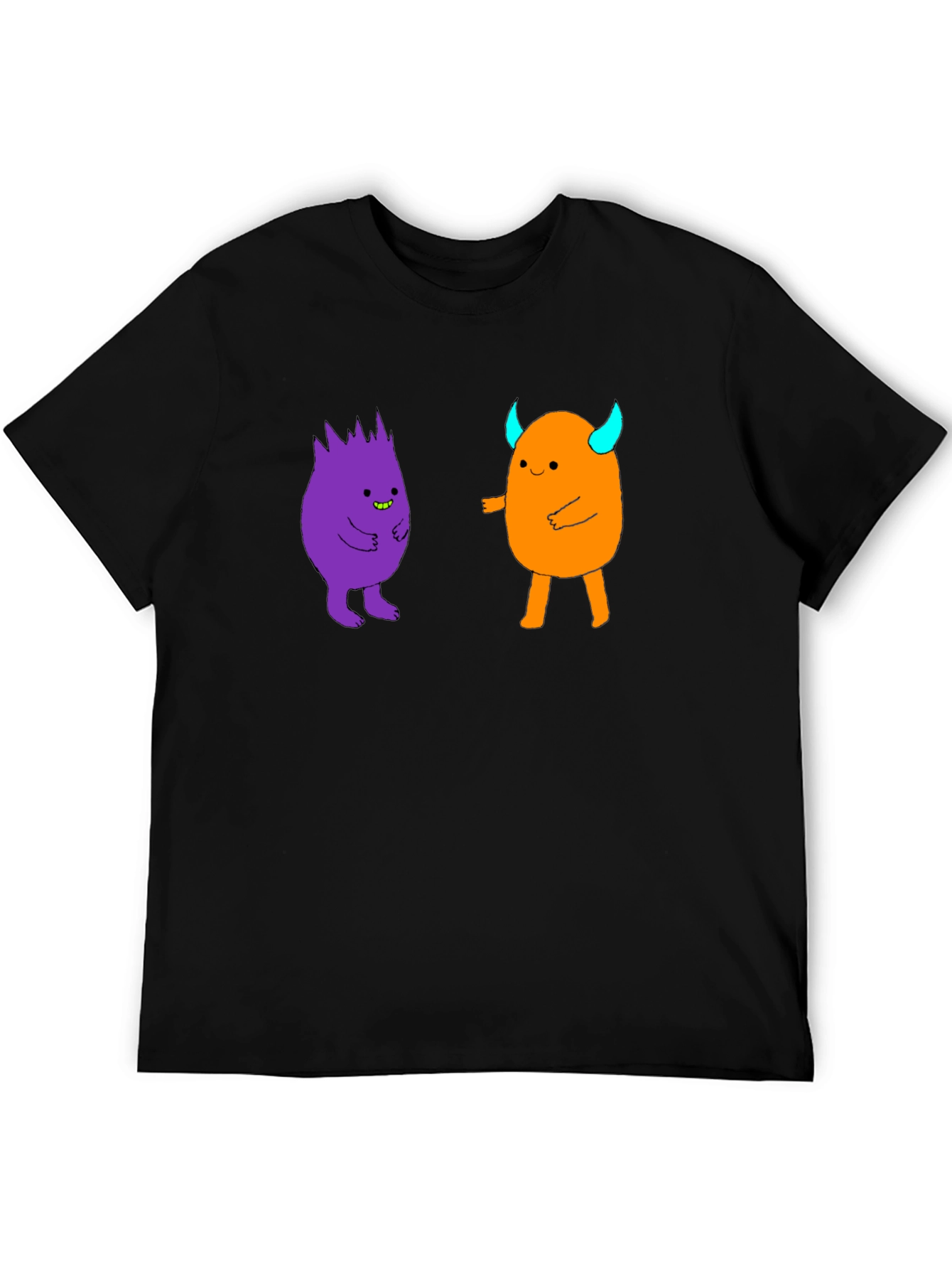 Fun Cartoon Monster Graphic Black T-Shirt