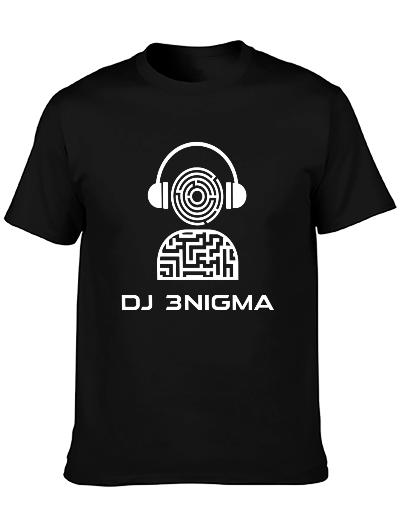 DJ 3NIGMA Maze Headphone Graphic Black T-Shirt