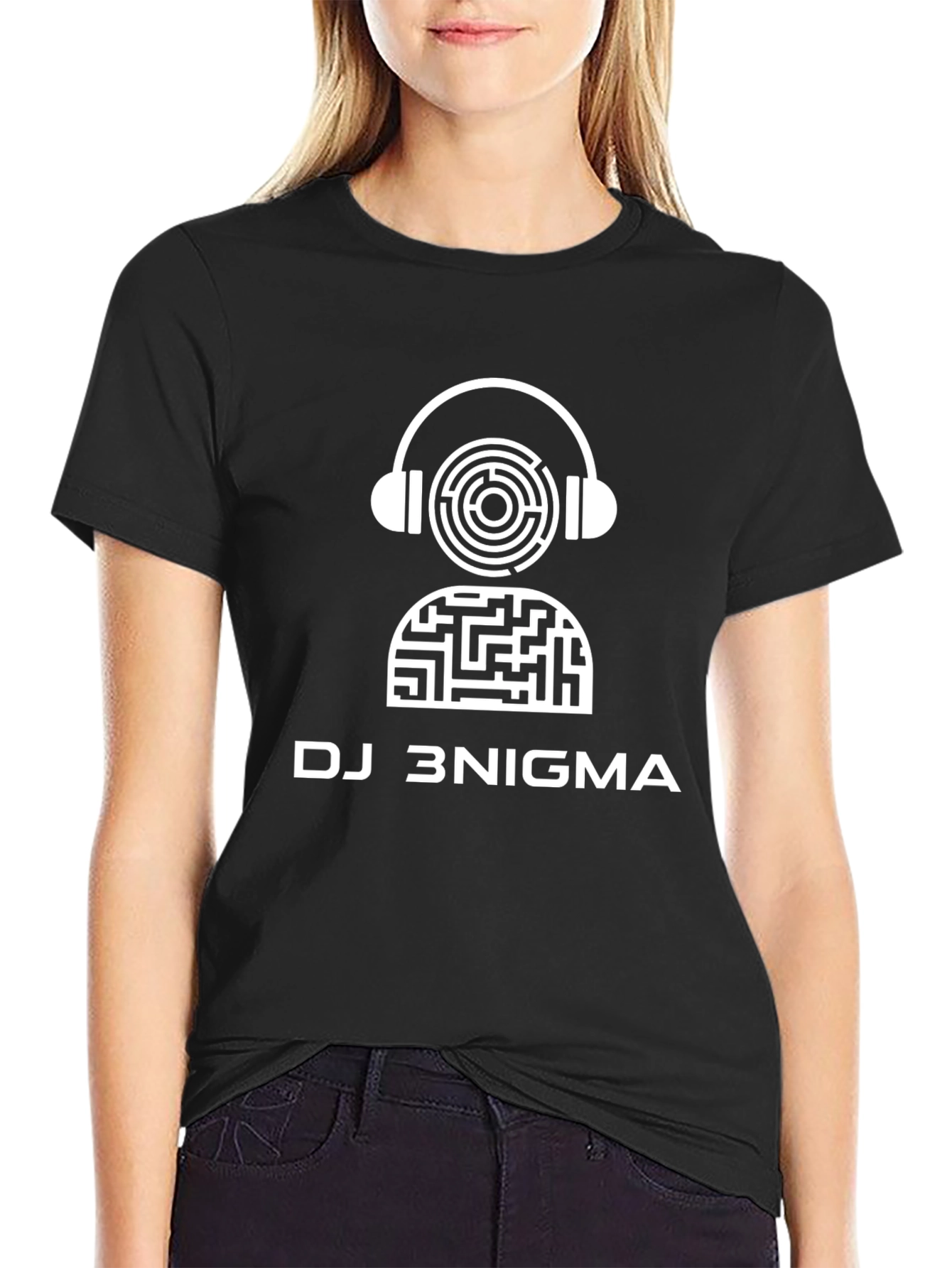 DJ 3NIGMA Maze Headphone Graphic Black T-Shirt
