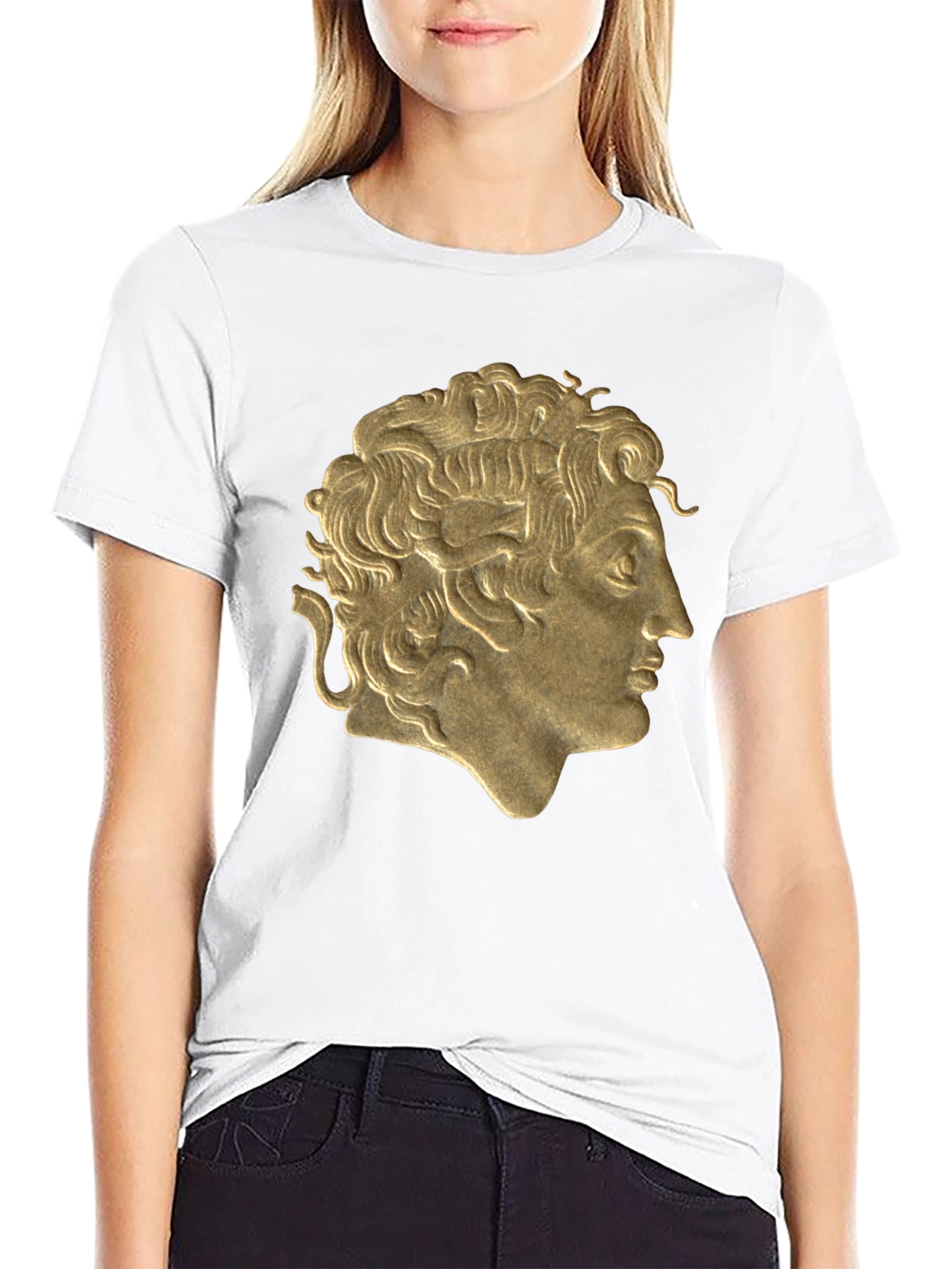 Golden Bust Graphic Black T-Shirt