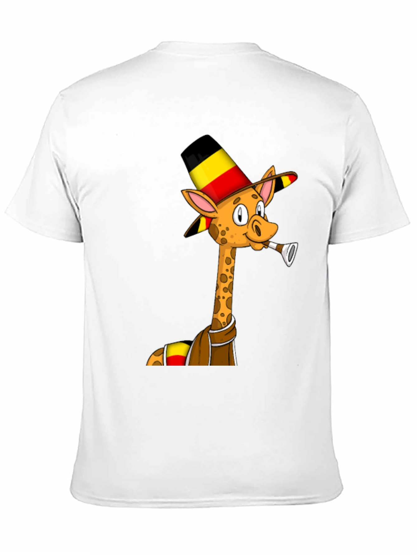 Giraffe T-Shirt: Cartoon Giraffe Wearing a Belgian Flag Hat