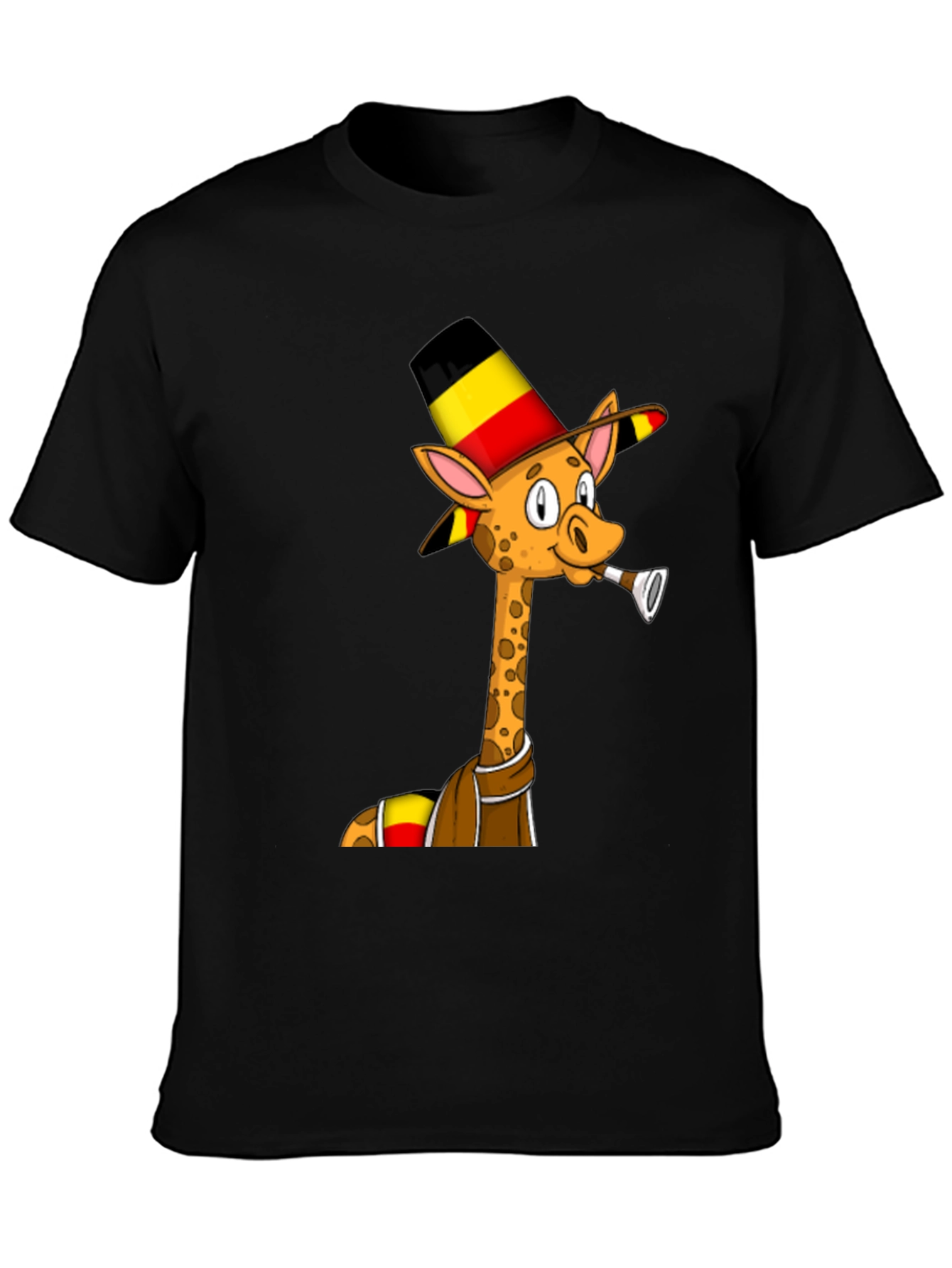 Giraffe T-Shirt: Cartoon Giraffe Wearing a Belgian Flag Hat