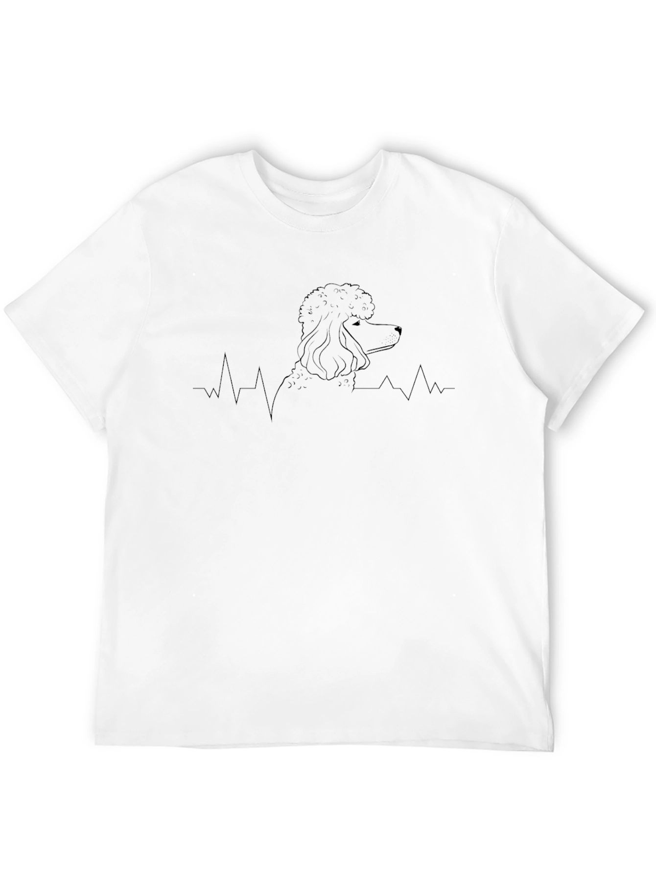 Poodle Heartbeat Line Art Black T-Shirt