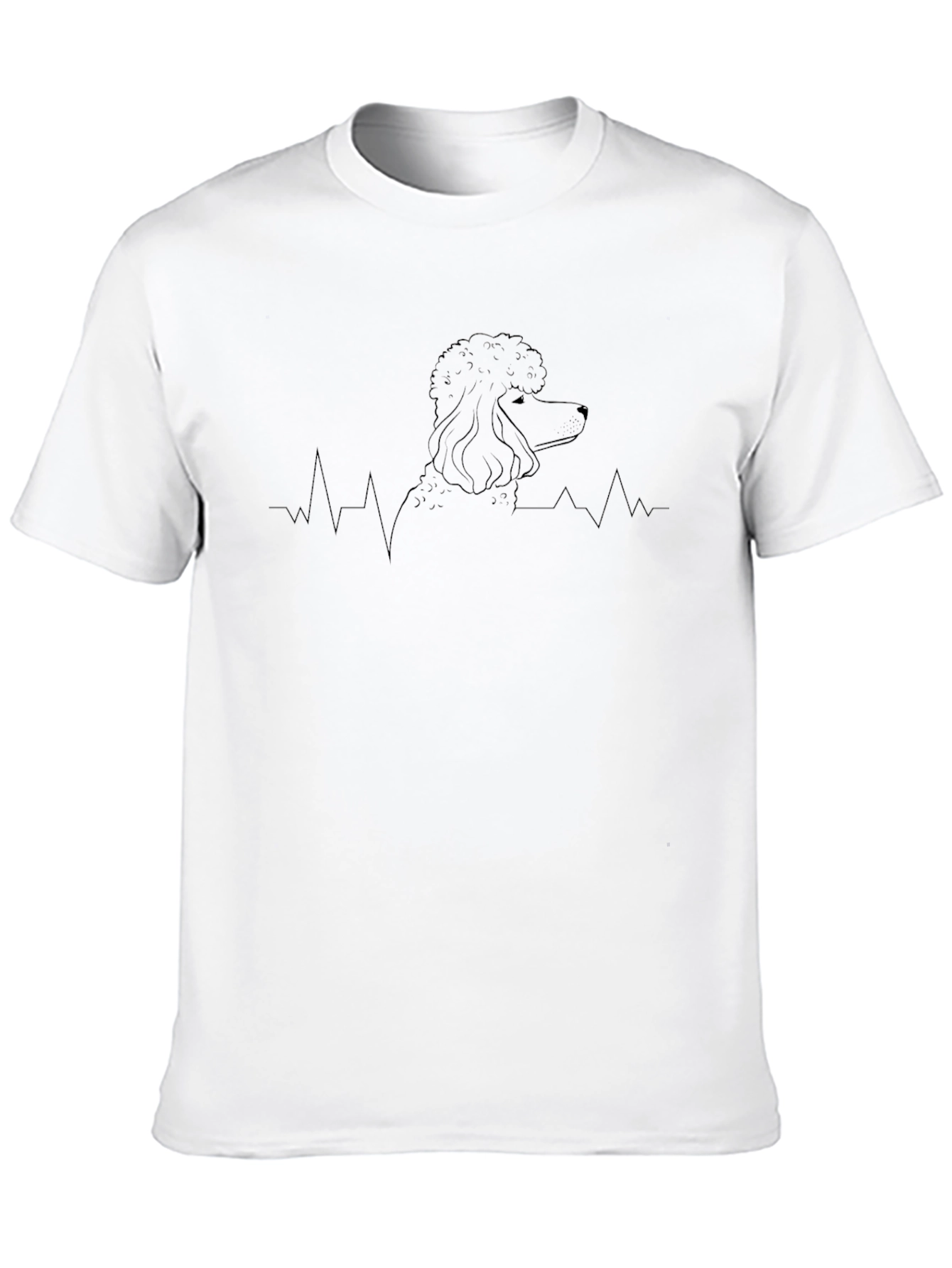 Poodle Heartbeat Line Art Black T-Shirt
