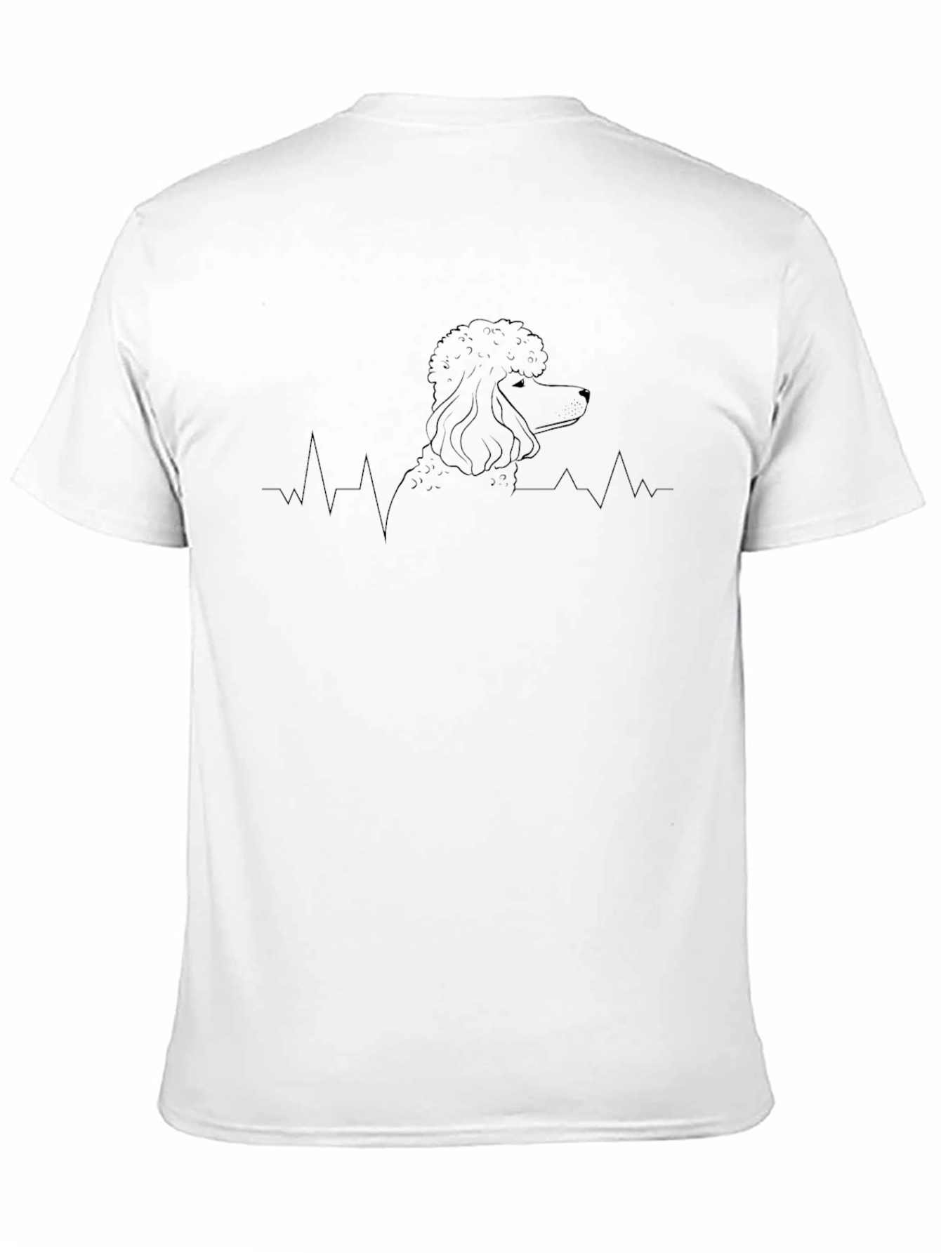 Poodle Heartbeat Line Art Black T-Shirt
