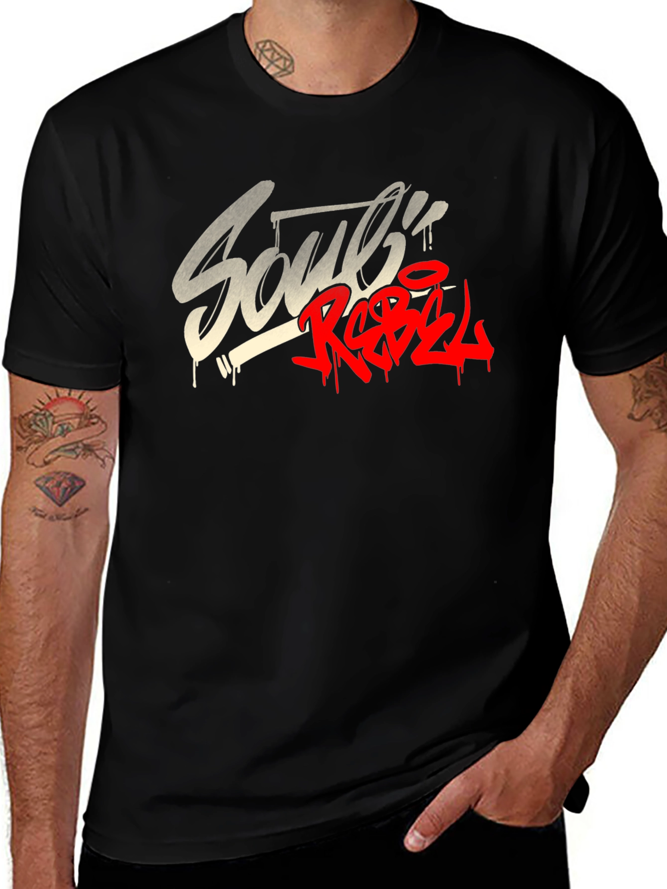 Souls Rebel Black Graphic T-Shirt