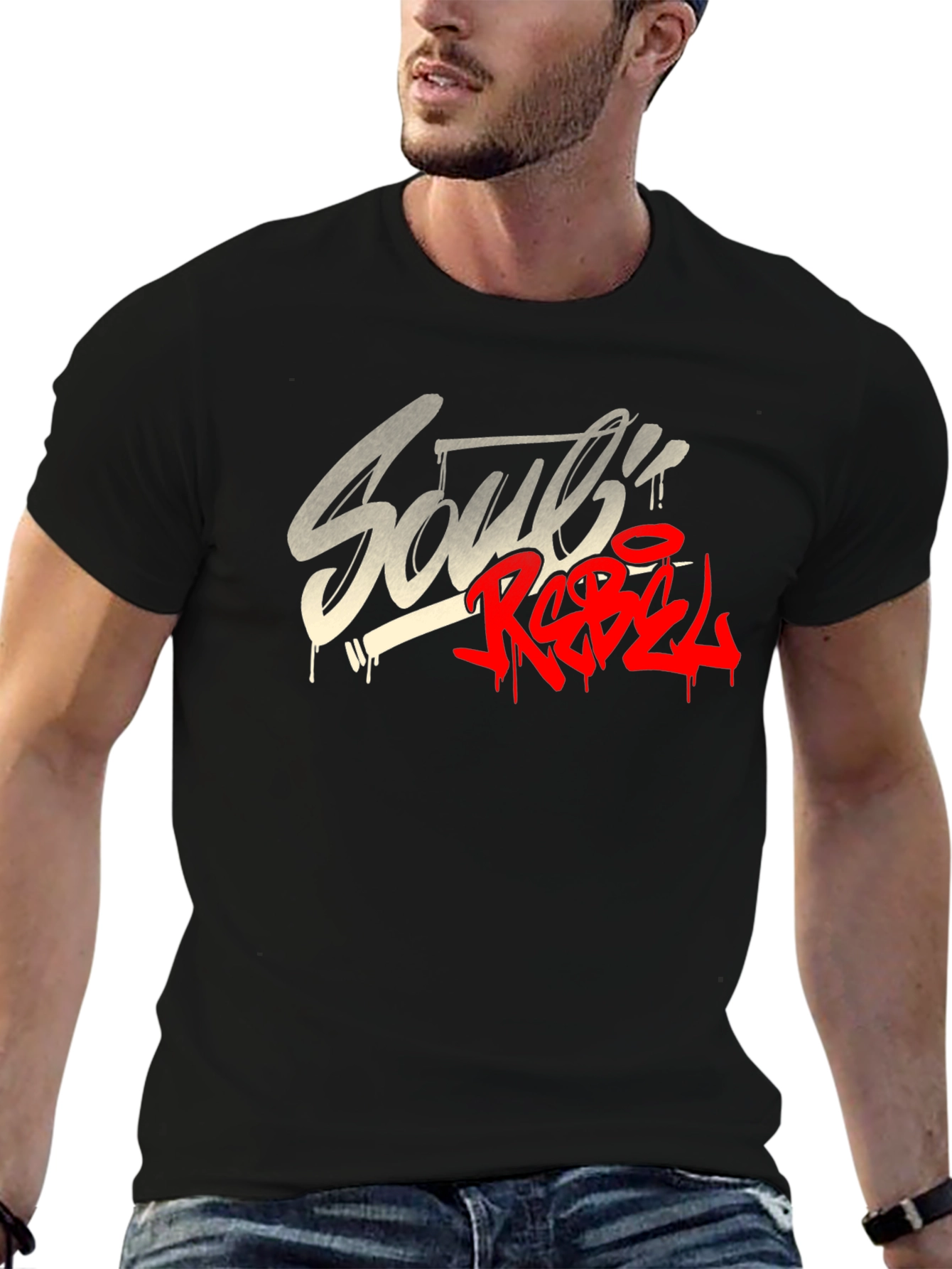 Souls Rebel Black Graphic T-Shirt