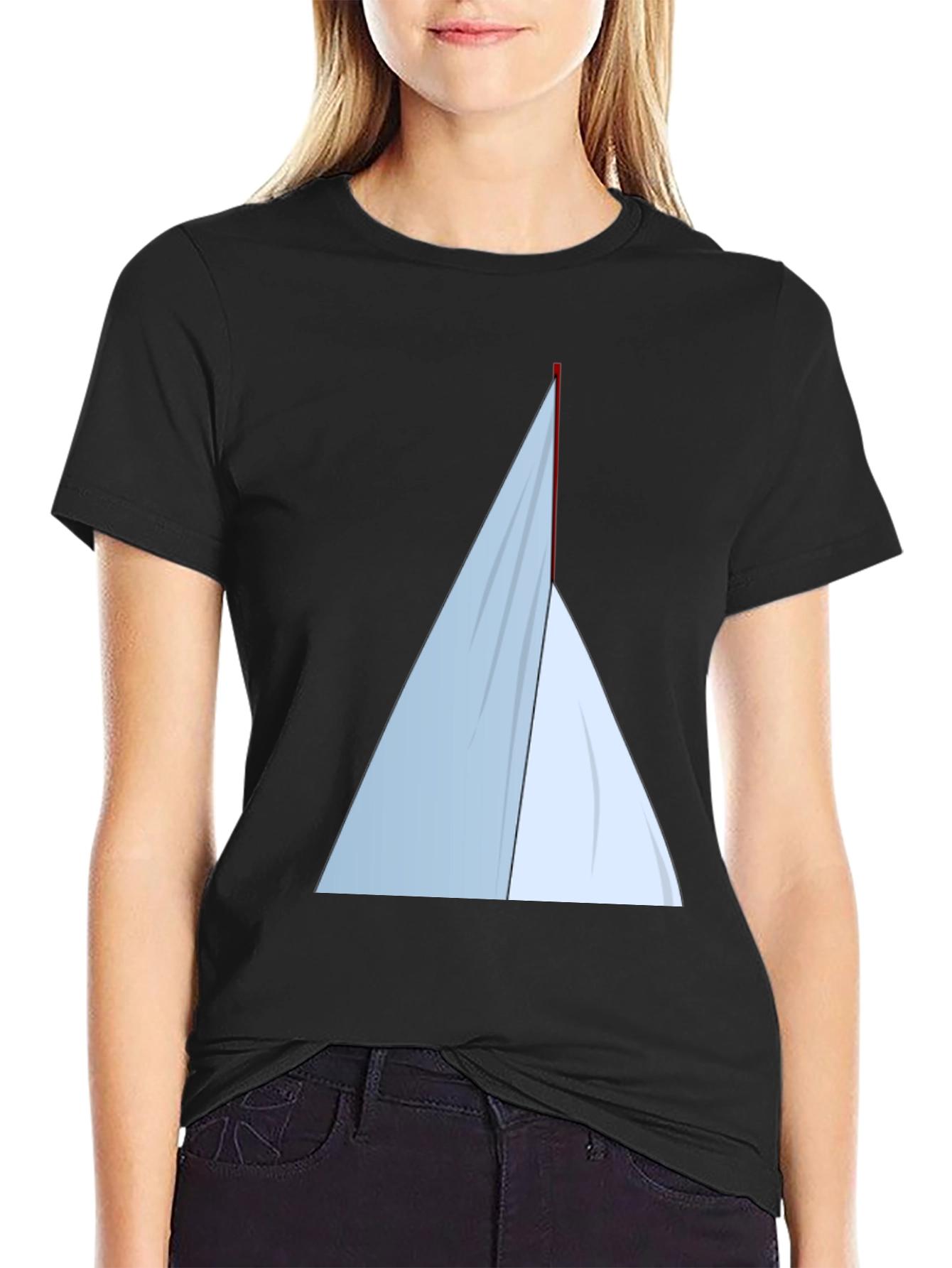 Minimalist Sailboat Graphic Tee - Black