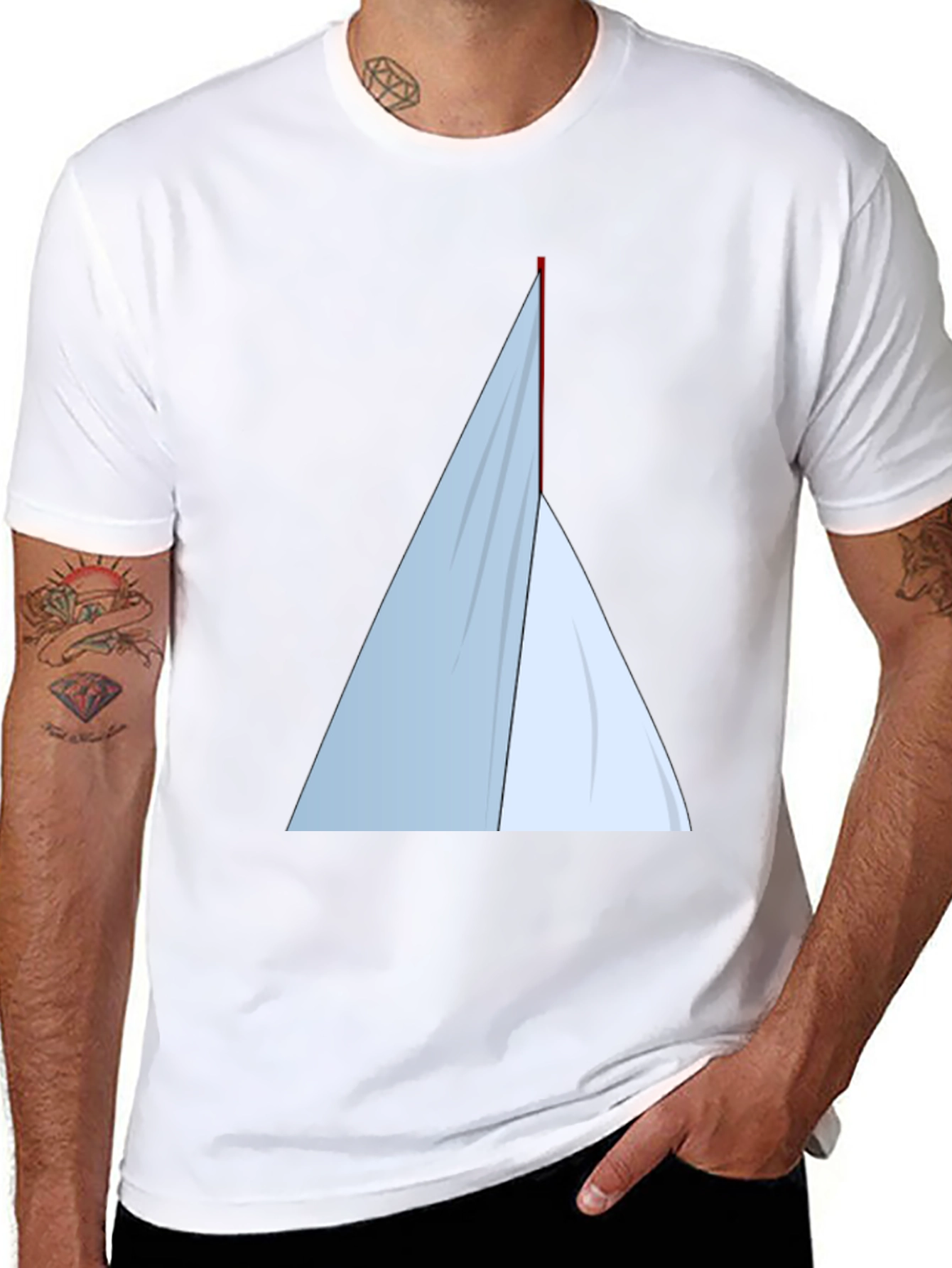 Minimalist Sailboat Graphic Tee - Black