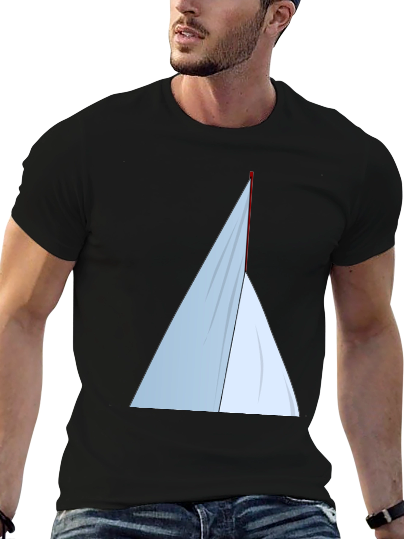 Minimalist Sailboat Graphic Tee - Black